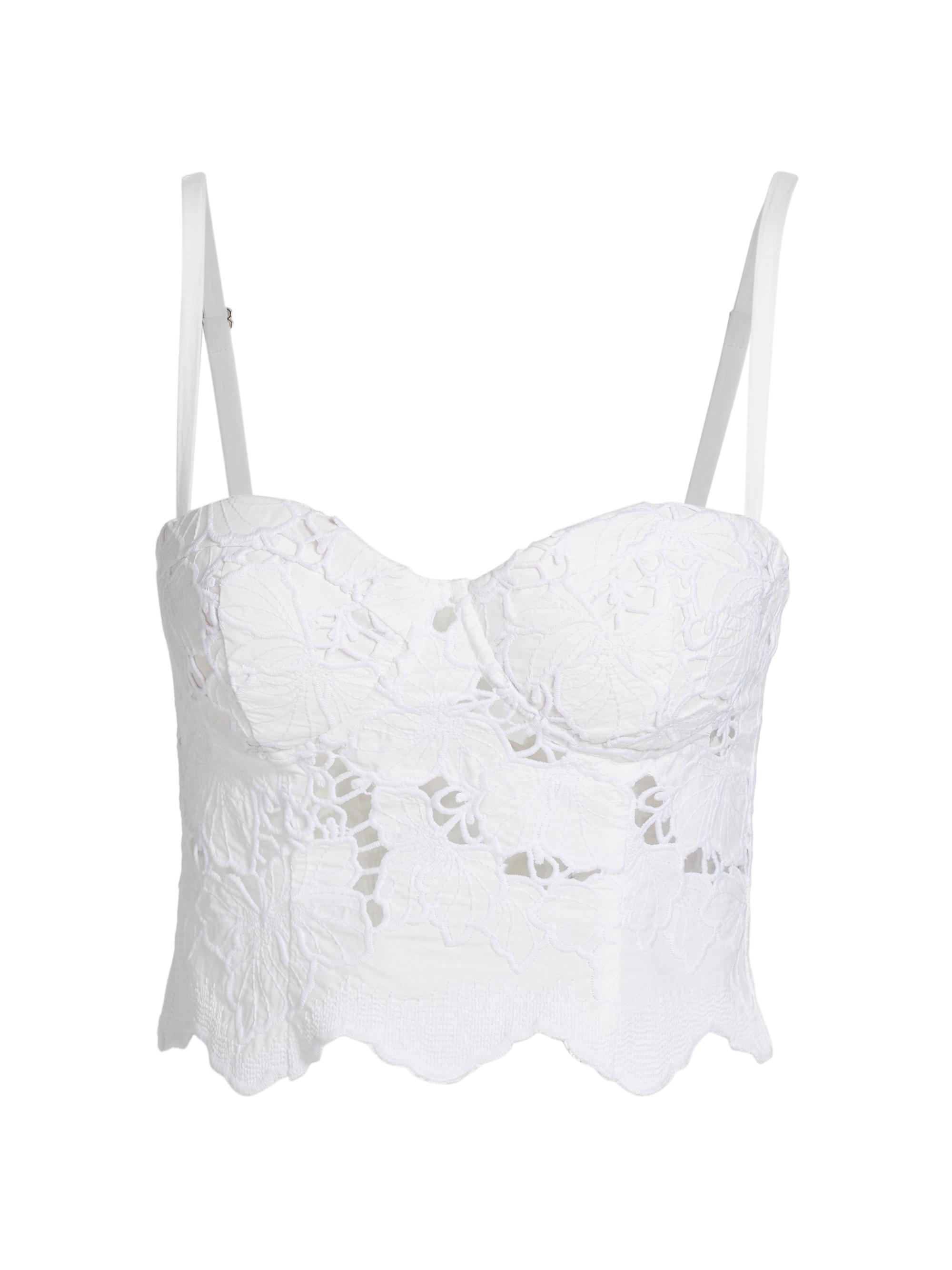 L'AGENCE Women's Sonya Embroidered Bralette - White