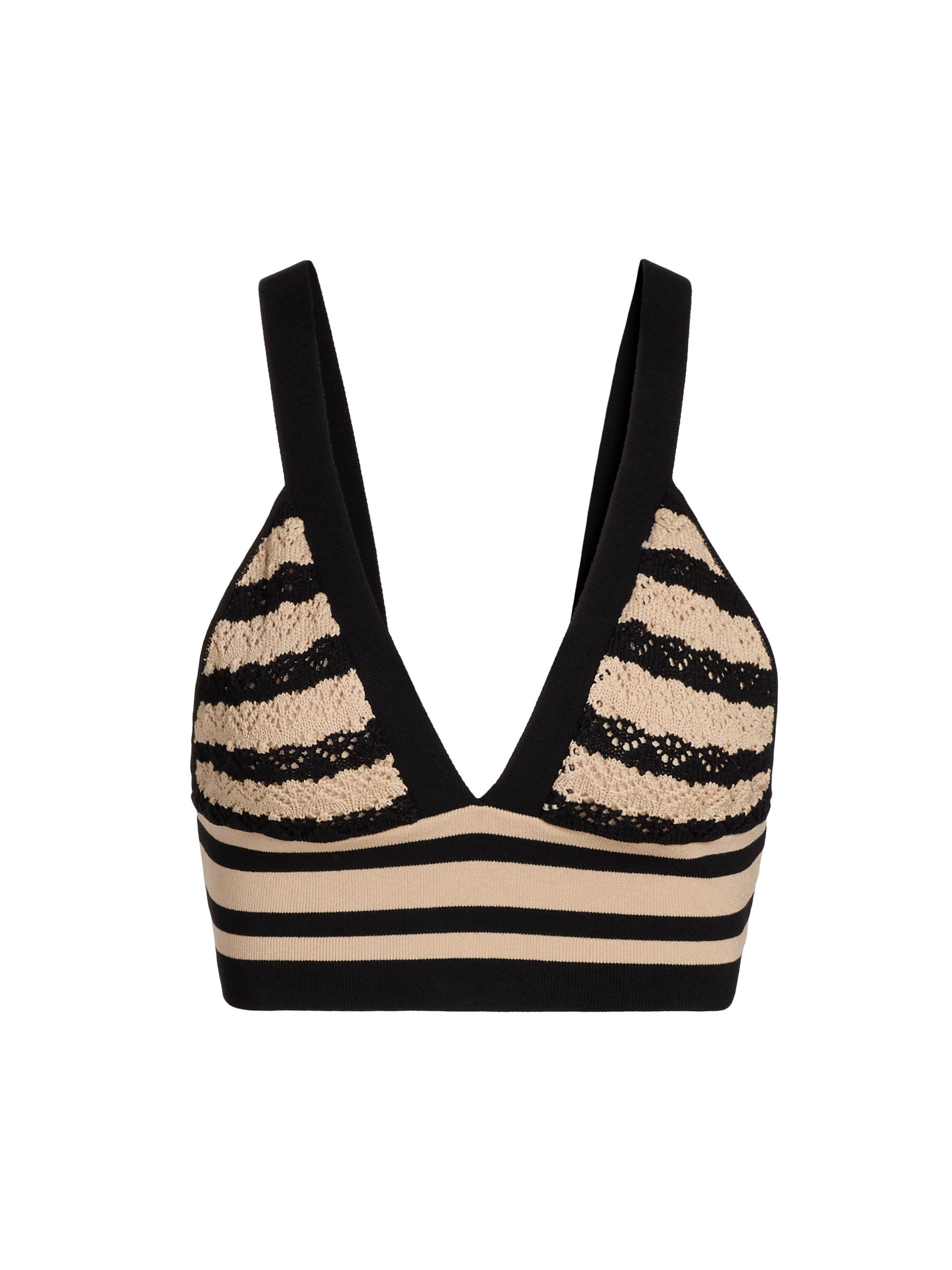 L'AGENCE Women's Reverie Striped Pointelle Knit Bra - Black Natural Stripe