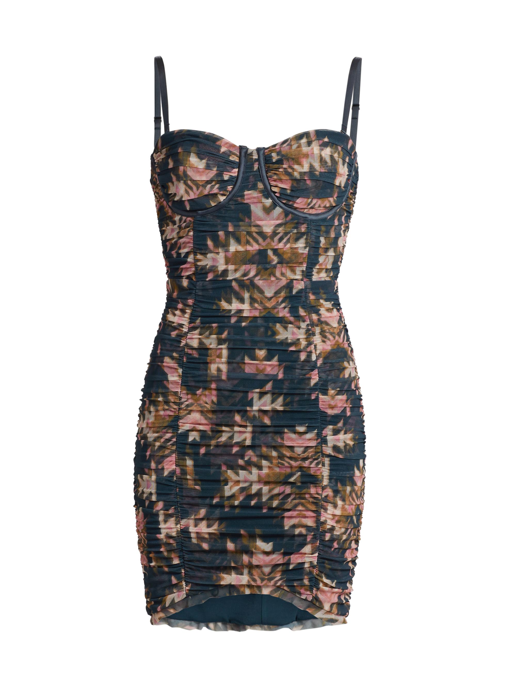 L'AGENCE Women's Bray Printed Shirred Minidress - Charcoal Multi Ganado Print