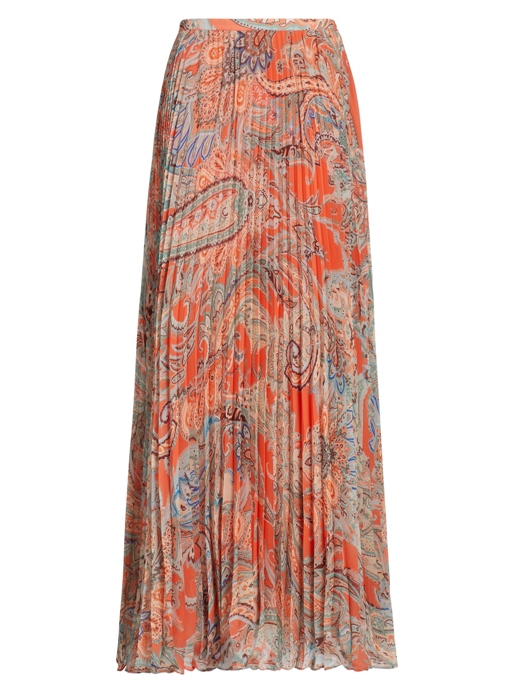 L'AGENCE Torin Paisley Pleated Maxi Skirt | Saks Fifth Avenue