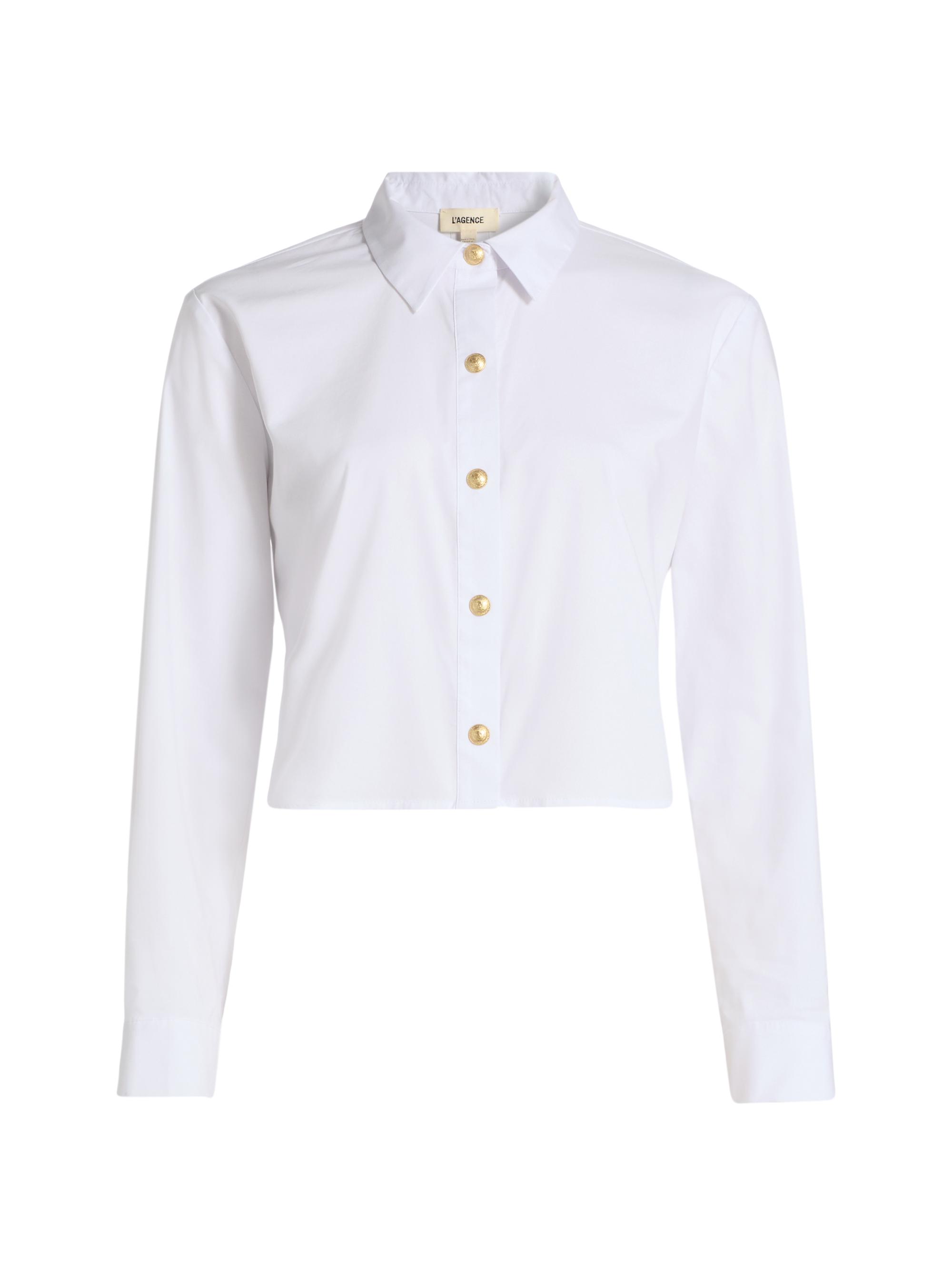 L'AGENCE Women's Cosette Crop Hi-Low Shirt - White Gold