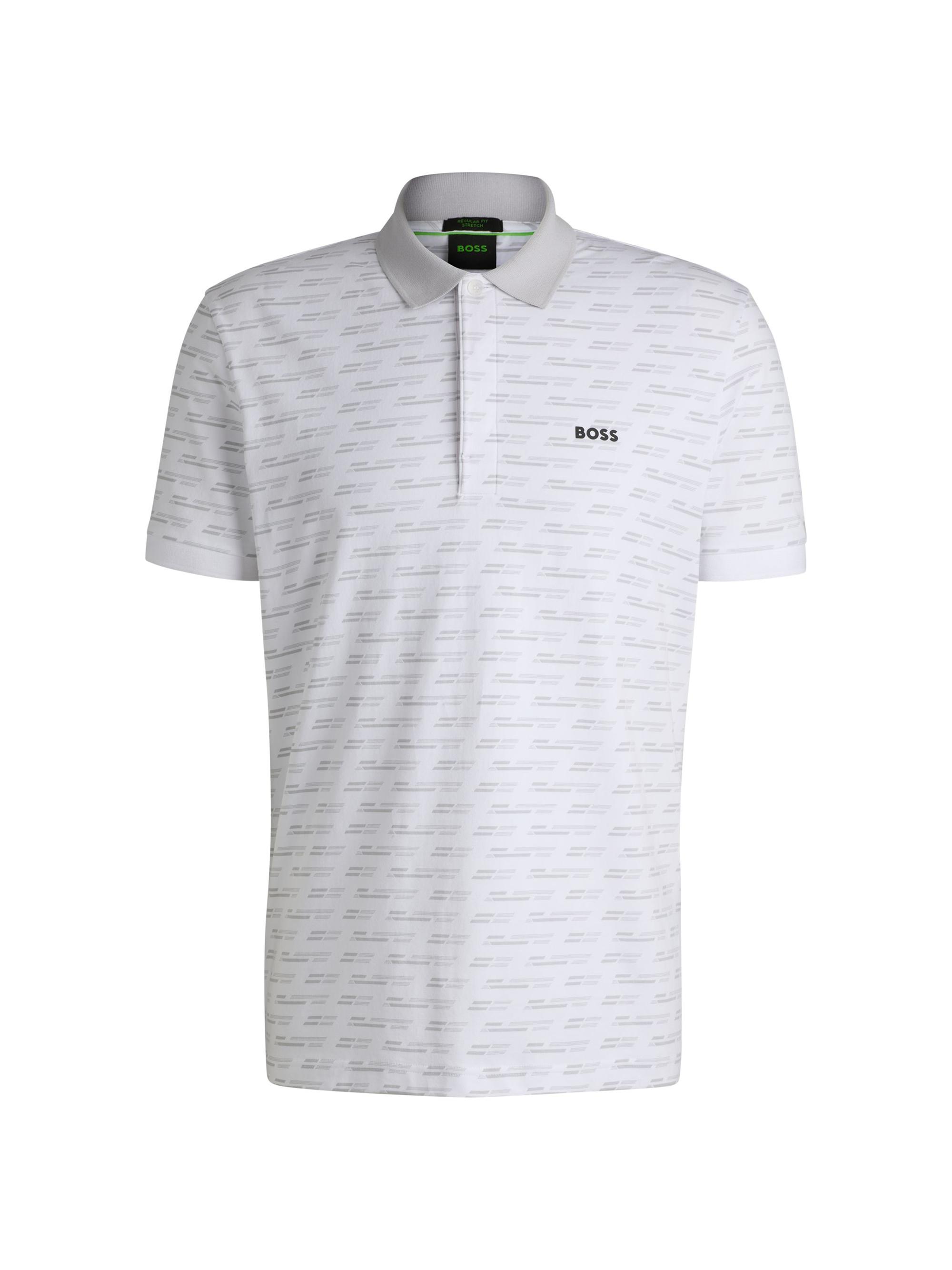 BOSS Men's Paddy Polo Shirt in Printed Stretch Cotton - Dark Grey
