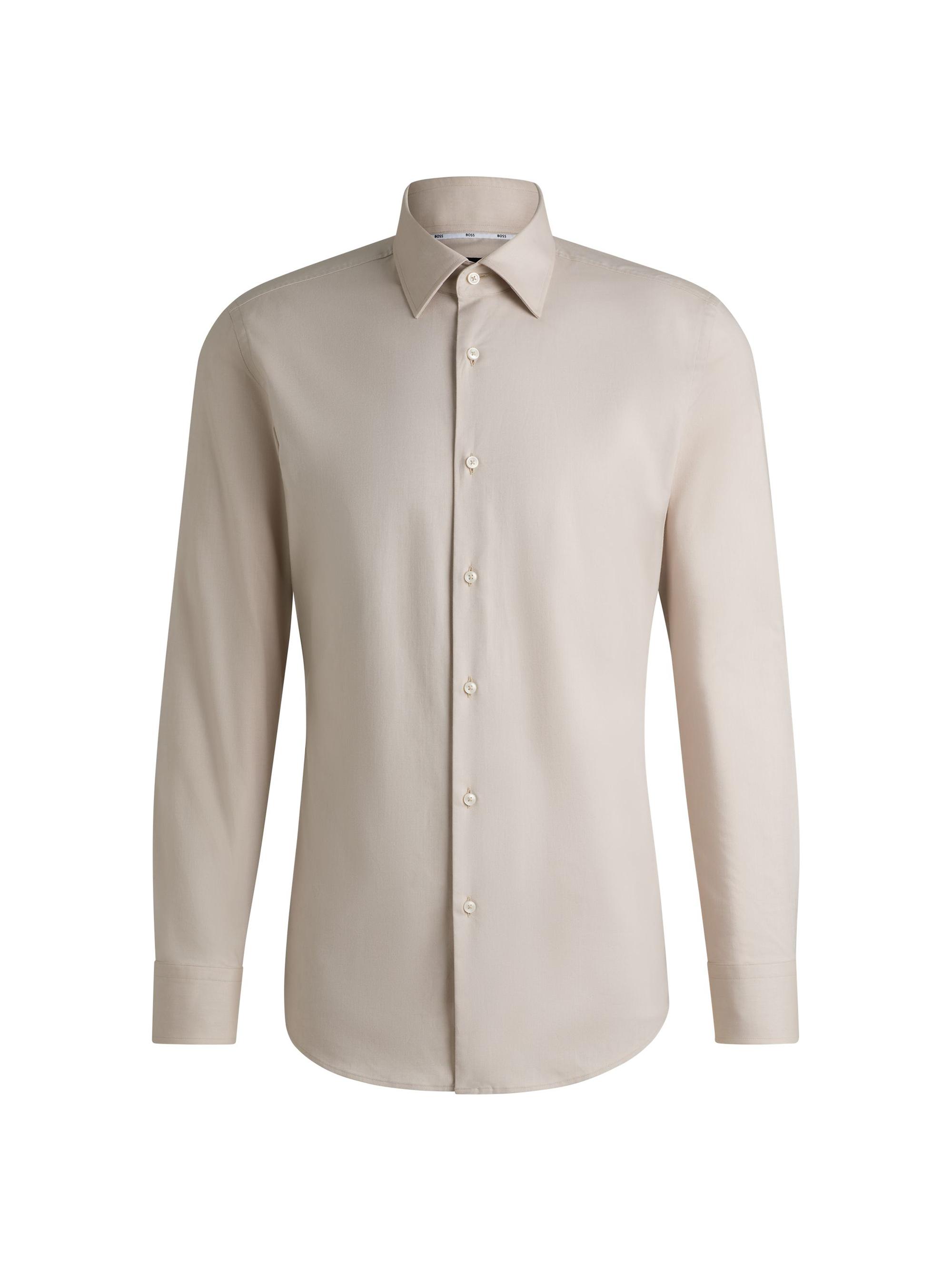 BOSS Men's Slim-Fit Shirt in Easy-Iron Stretch-Cotton Twill - Light Beige