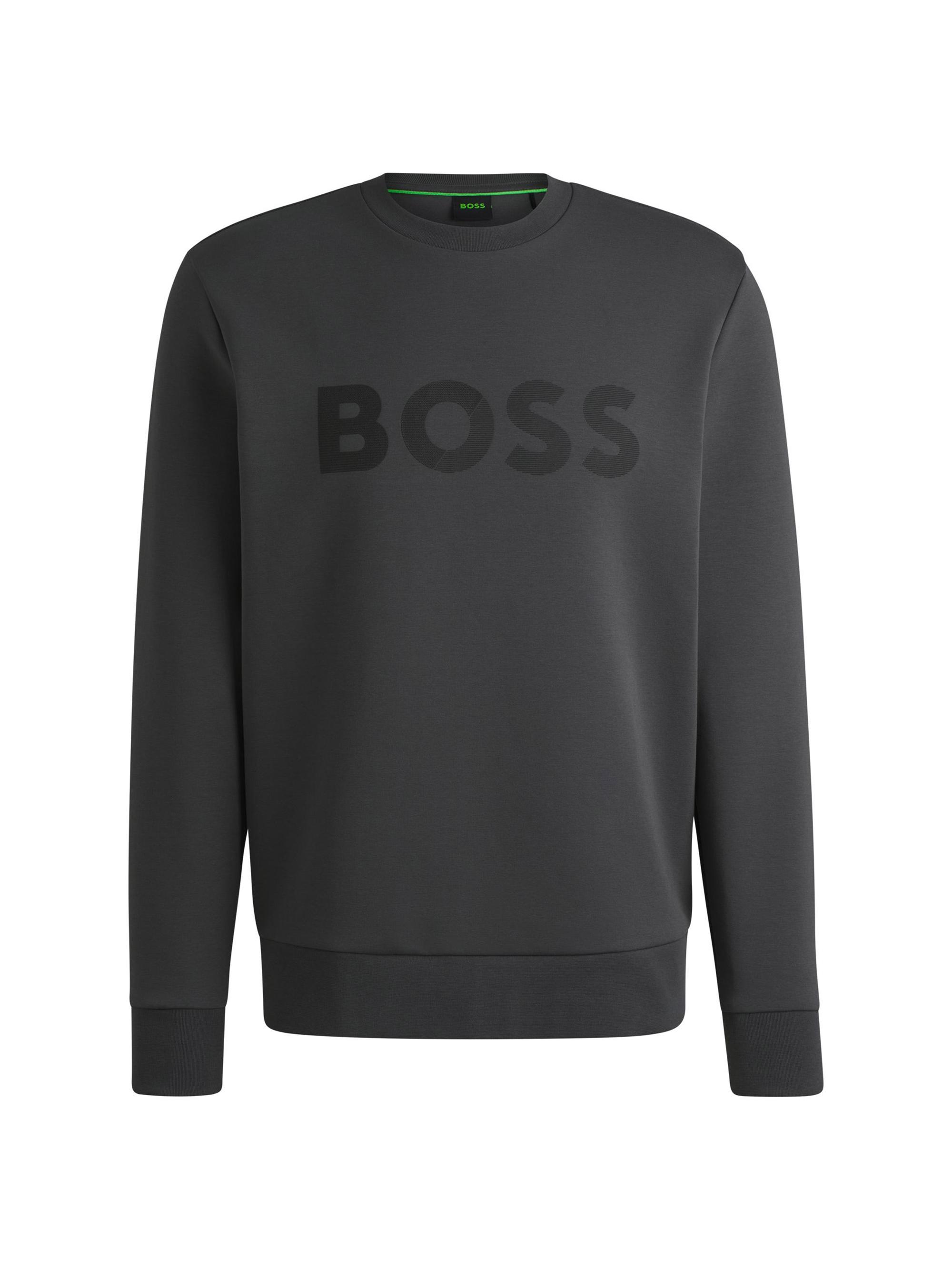 BOSS Men's Regular-Fit Sweatshirt with Logo Print - Dark Grey