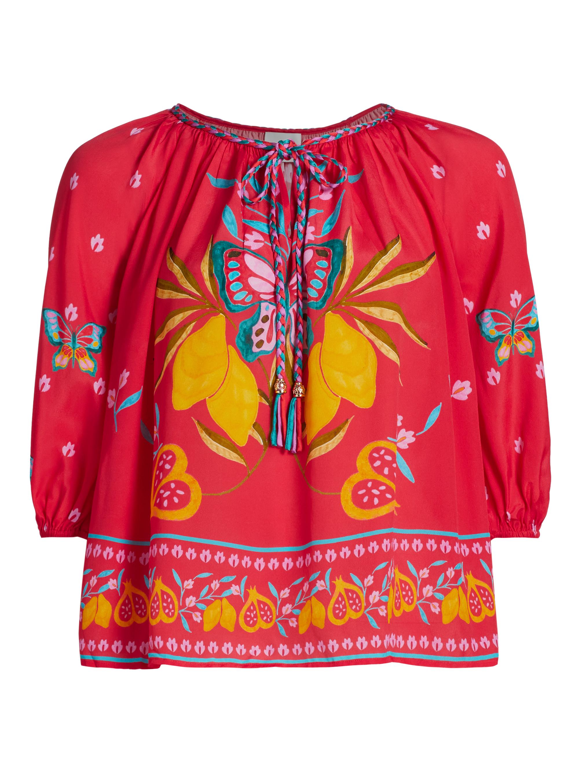 Johnny Was Women's Plus Monaco Butterfly-Print Peasant Blouse - Ekaterina