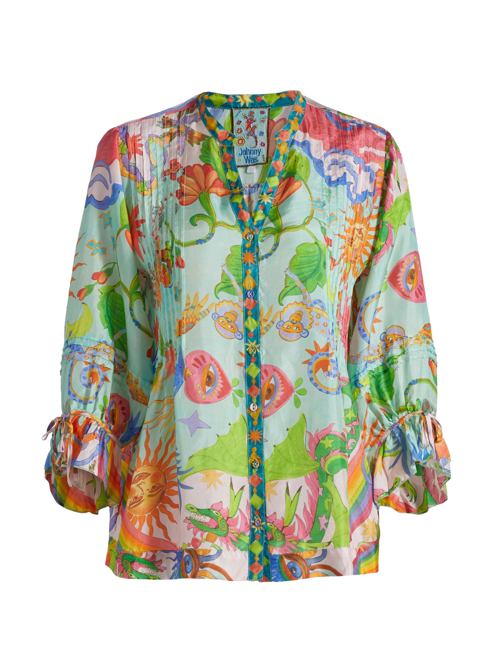 Johnny Was Women's Plus Vacanza Abstract Silk Blouse - Kayla