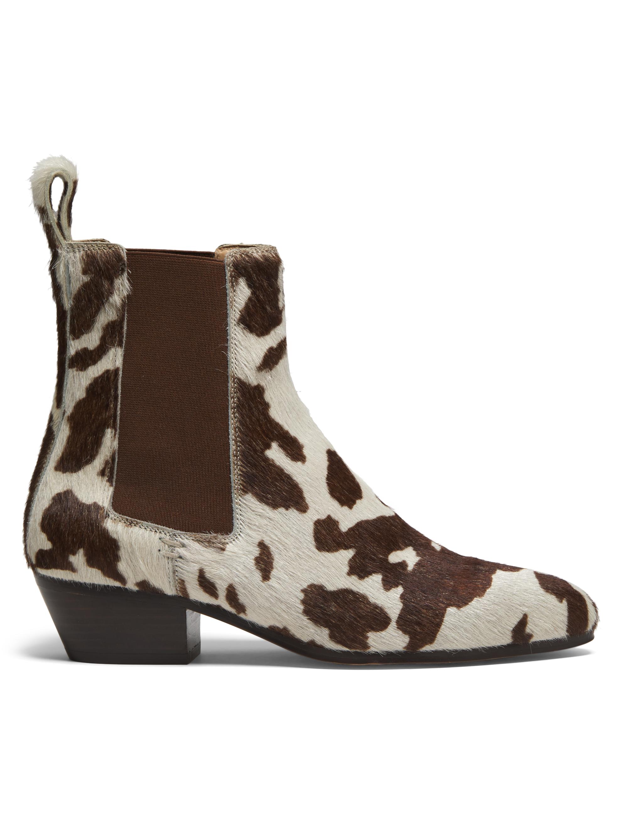 Odissì Women's Ella 35MM Calf Hair Chelsea Boots - Calf Print