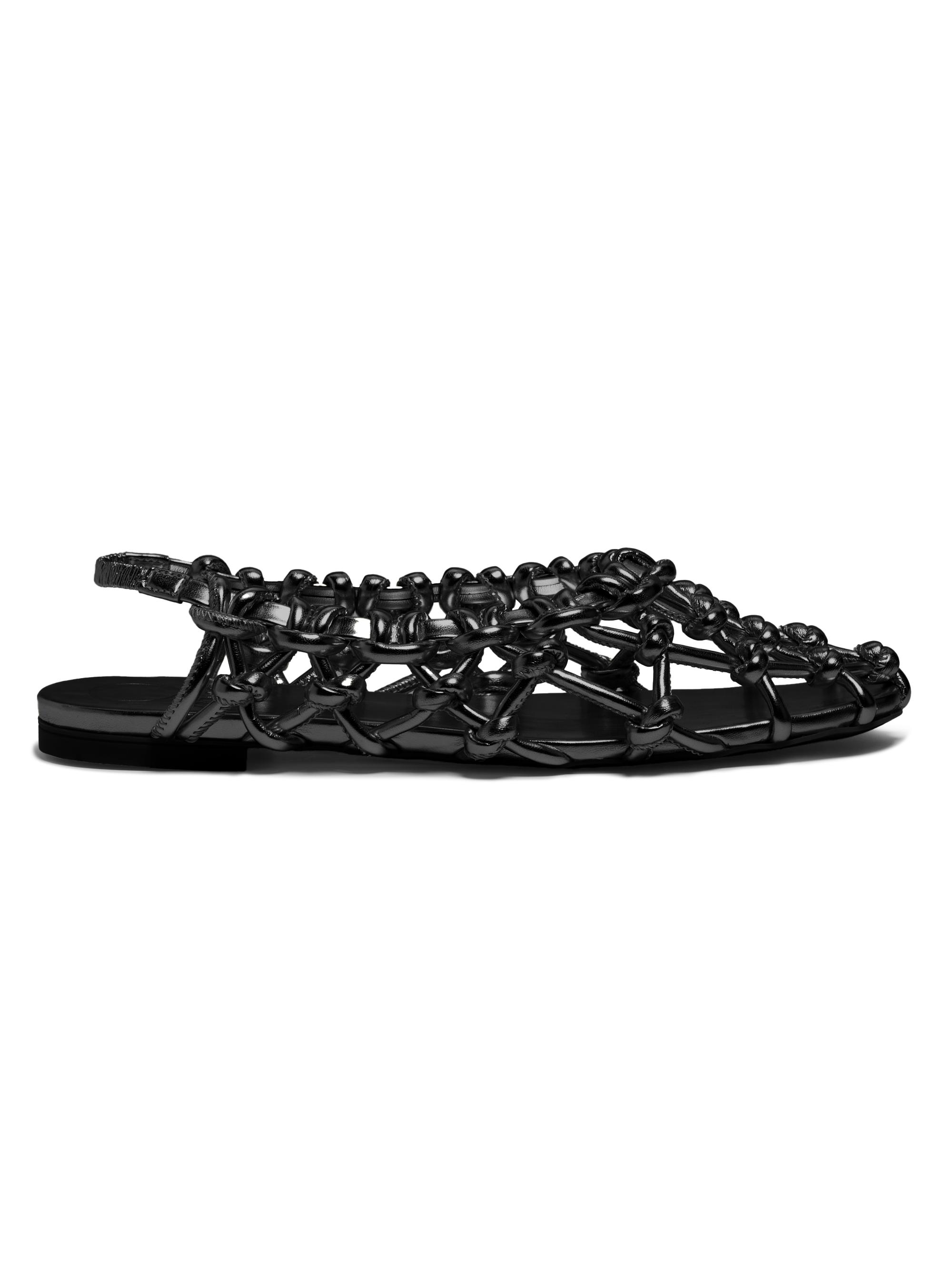 Odissì Women's Viviane Metallic Knot Woven Slingback Flat Sandals - Black