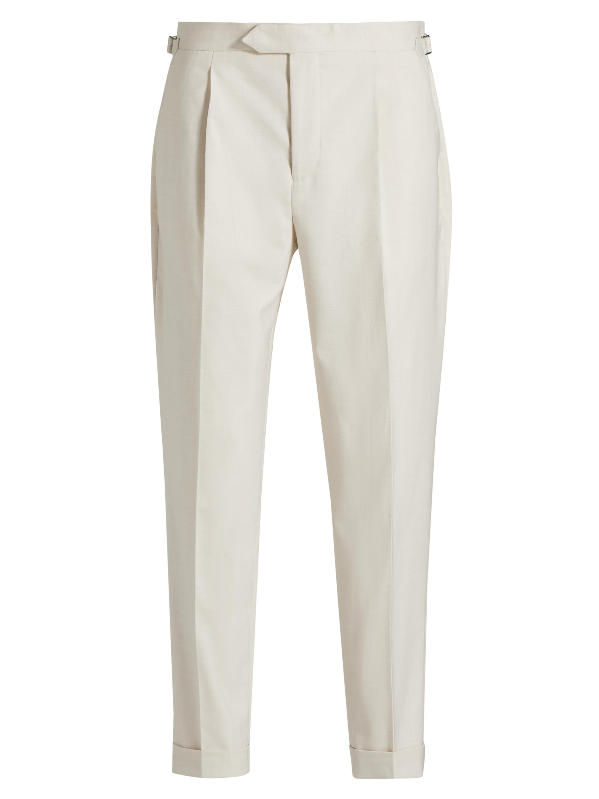 Reiss Men's Side-Adjuster Tapered Trousers - Ecru