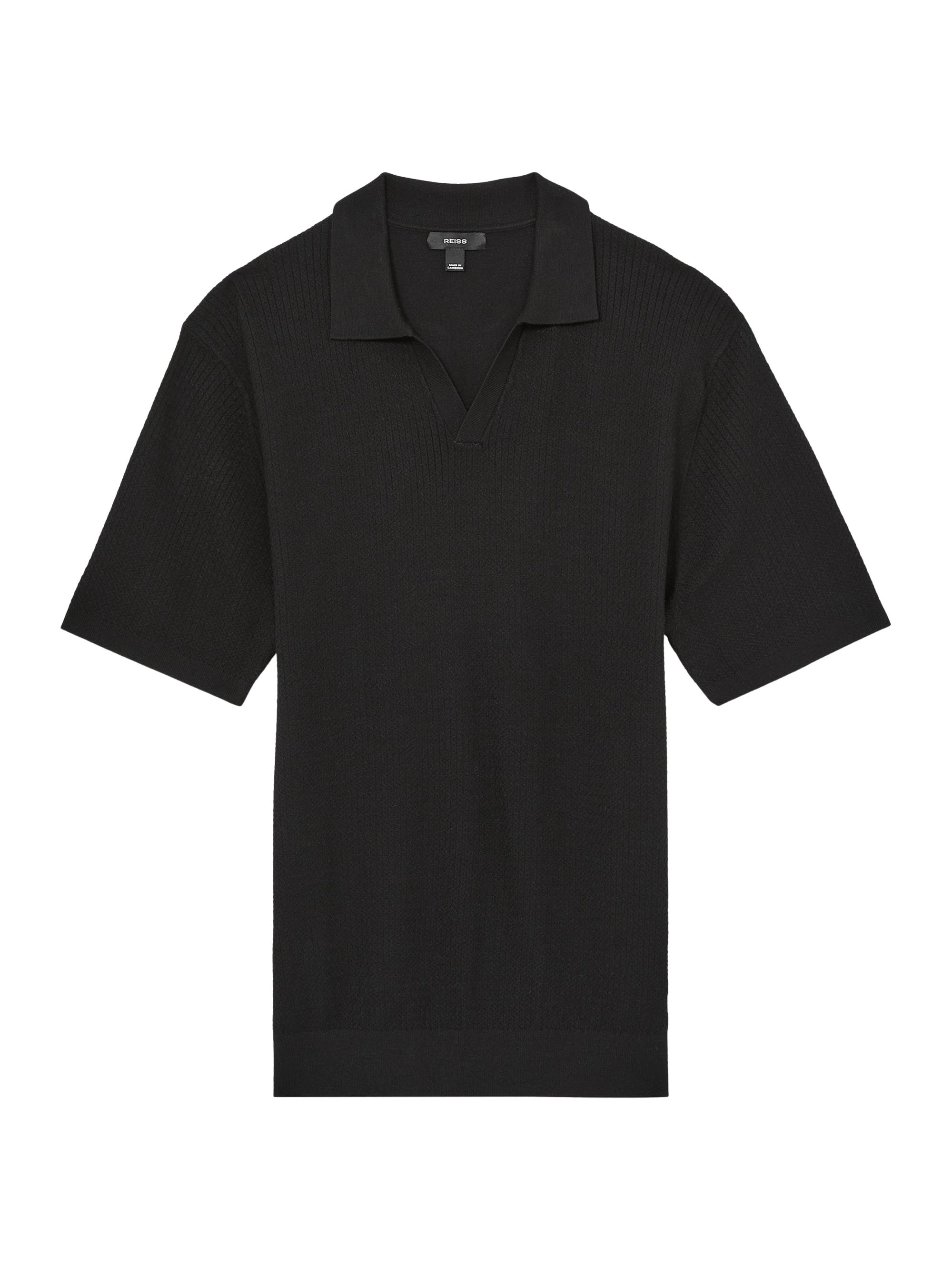 Reiss Men's Tyne Textured Polo Shirt - Black
