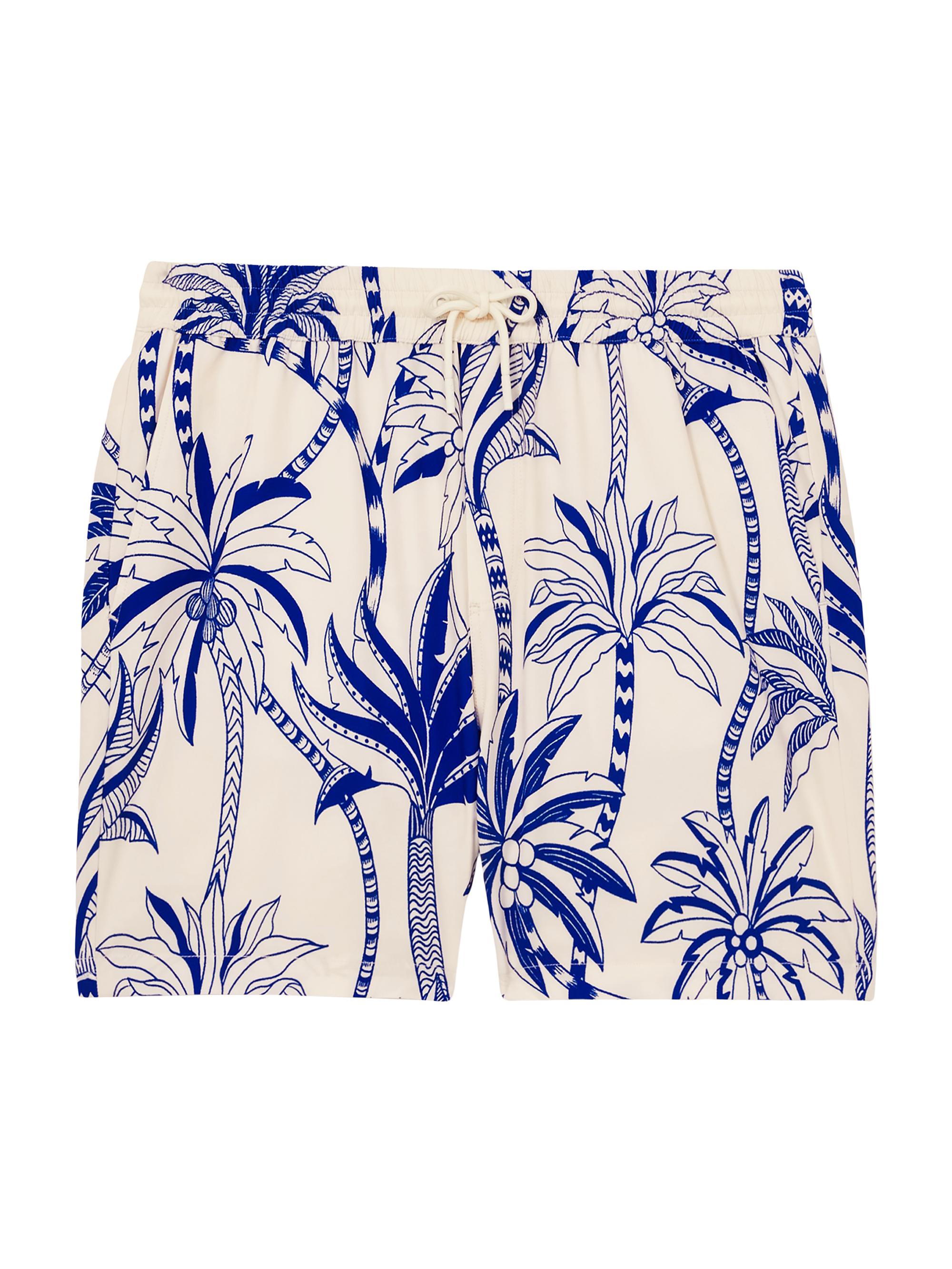Reiss Men's Ganetti Abstract Leaf Swim Shorts - French Blue White