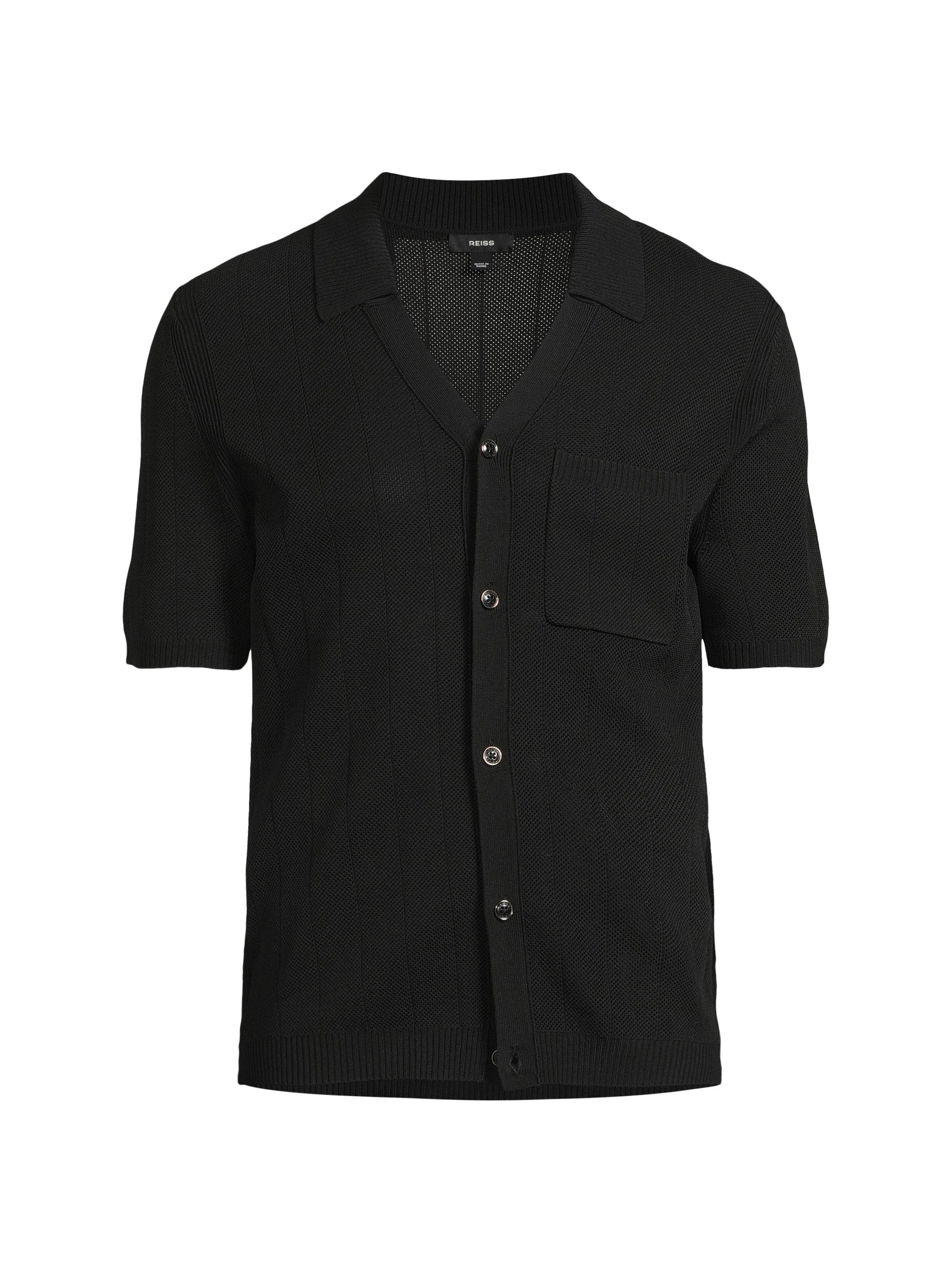 Reiss Men's Fallon Textured Knit Shirt - Black