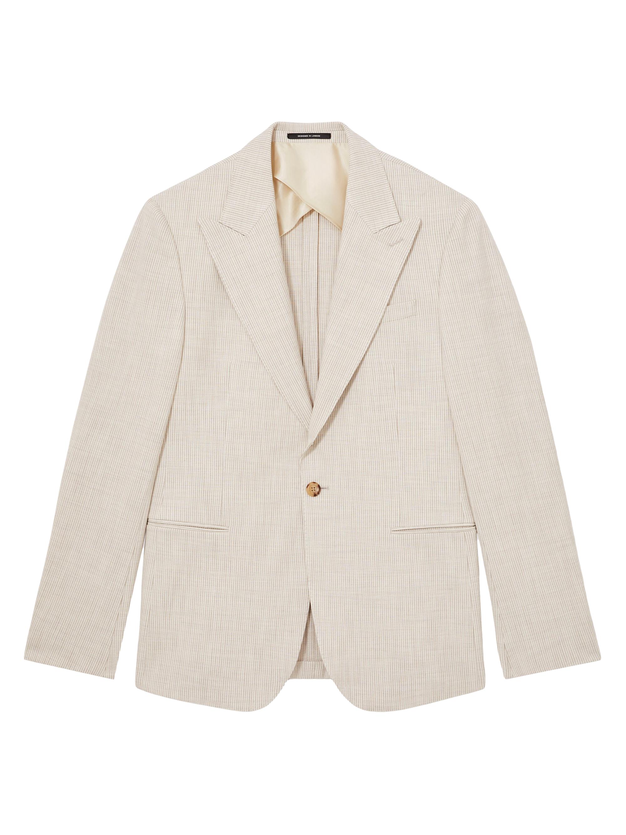 Reiss Men's Kai Pinstriped Blazer - Oatmeal White