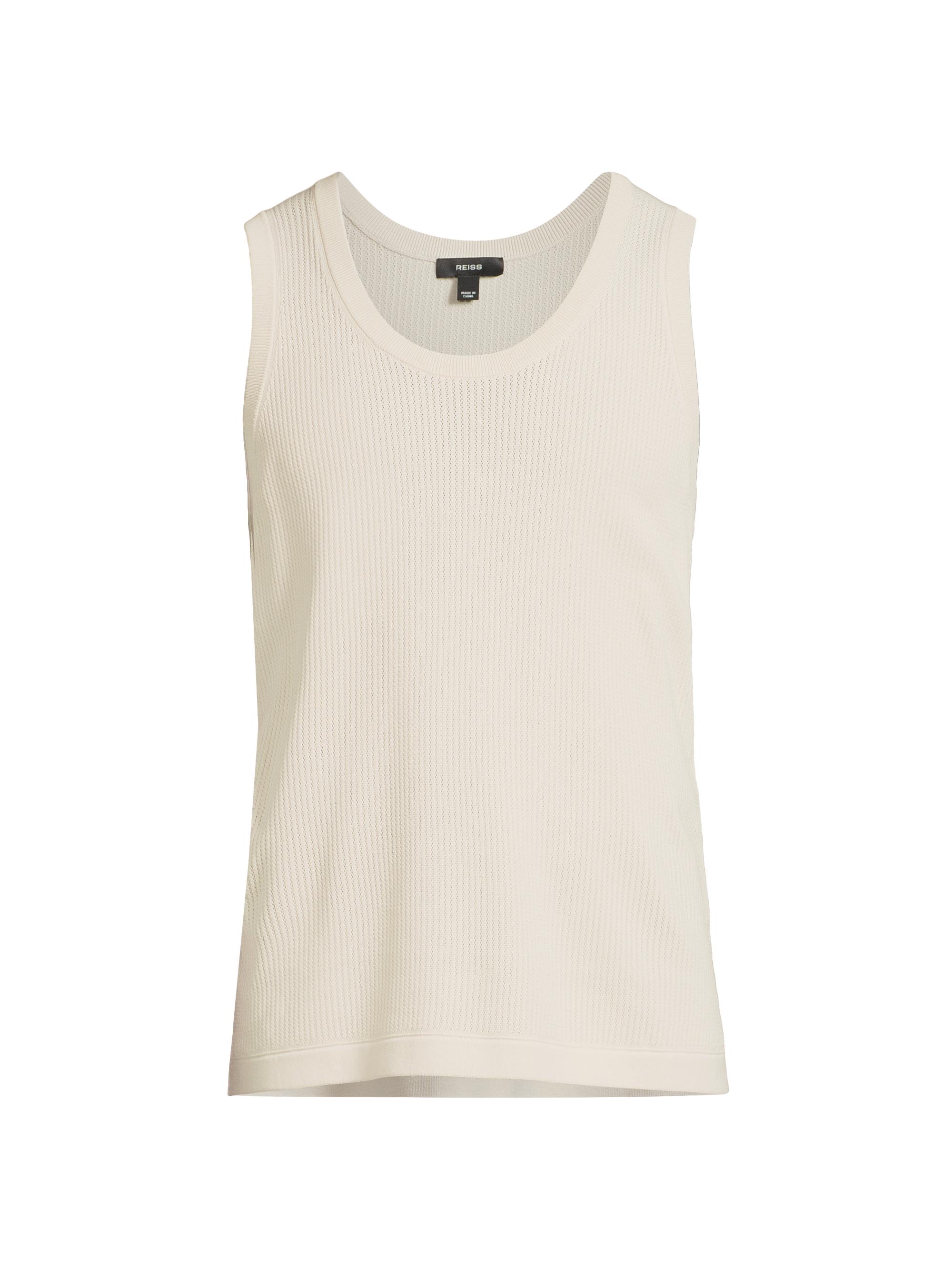 Reiss Men's Sleeveless Textured Knit Tank - Off White