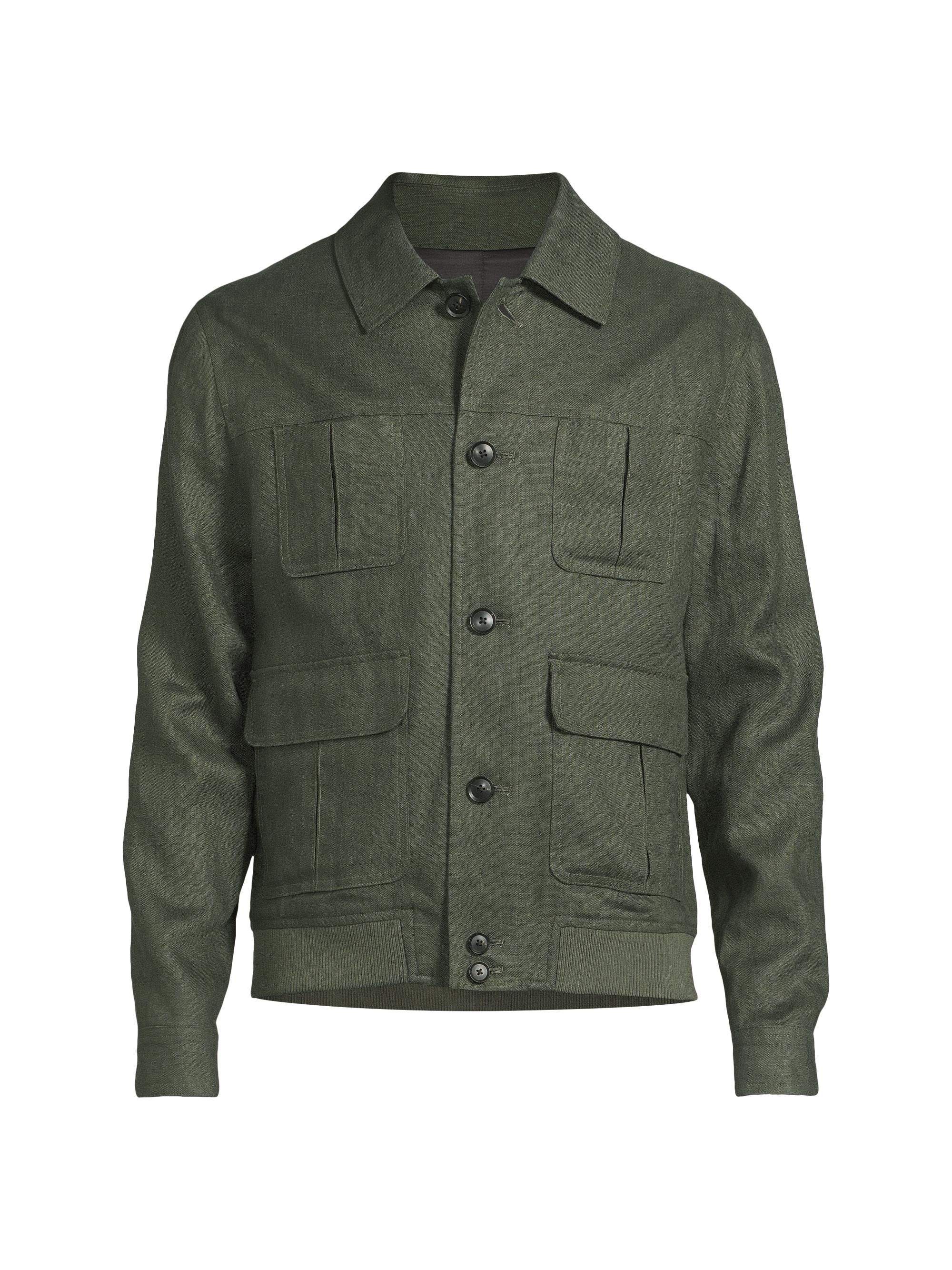 Reiss Men's Adam Linen Jacket - Khaki Green
