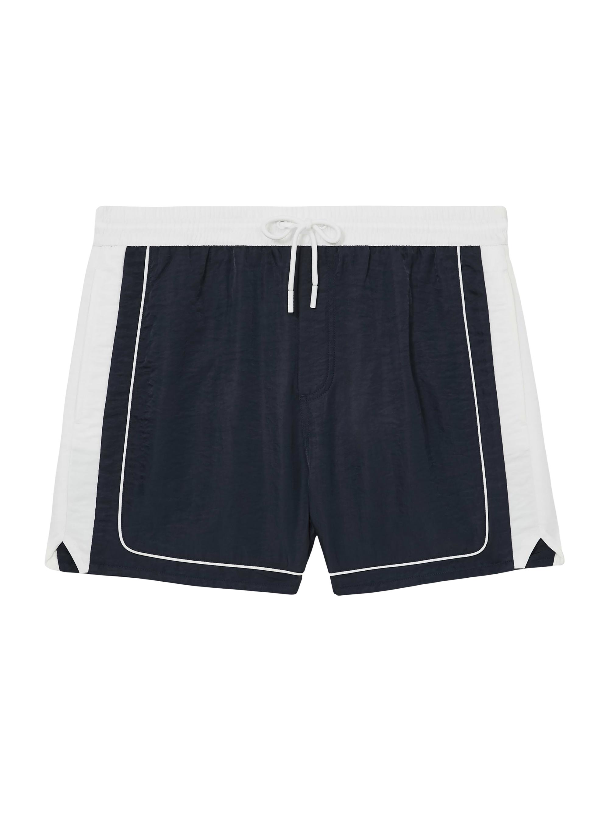 Reiss Men's Cano Colorblocked Nylon Drawstring Swim Shorts - Navy White