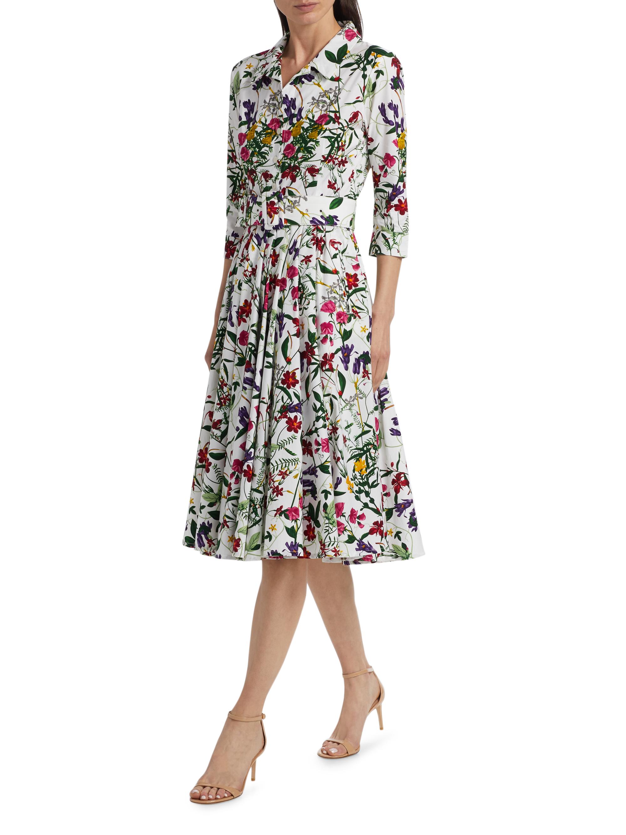 Samantha Sung Women's Laurent Printed Cotton Voile Shirtdress - Fairy Tail Flower White
