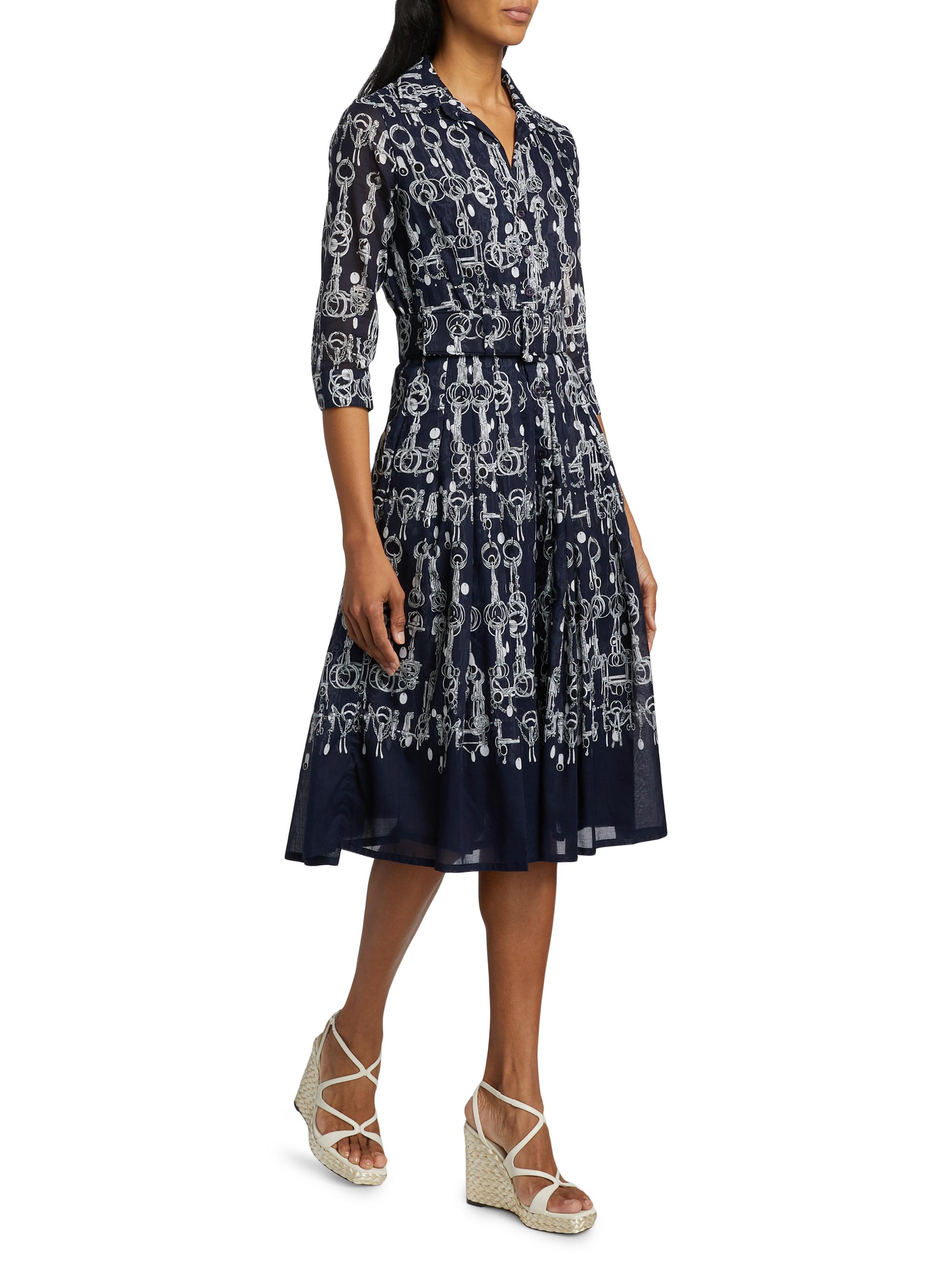 Samantha Sung Women's Audrey Horse Chain Cotton Shirtdress - Horse Chain Indigo