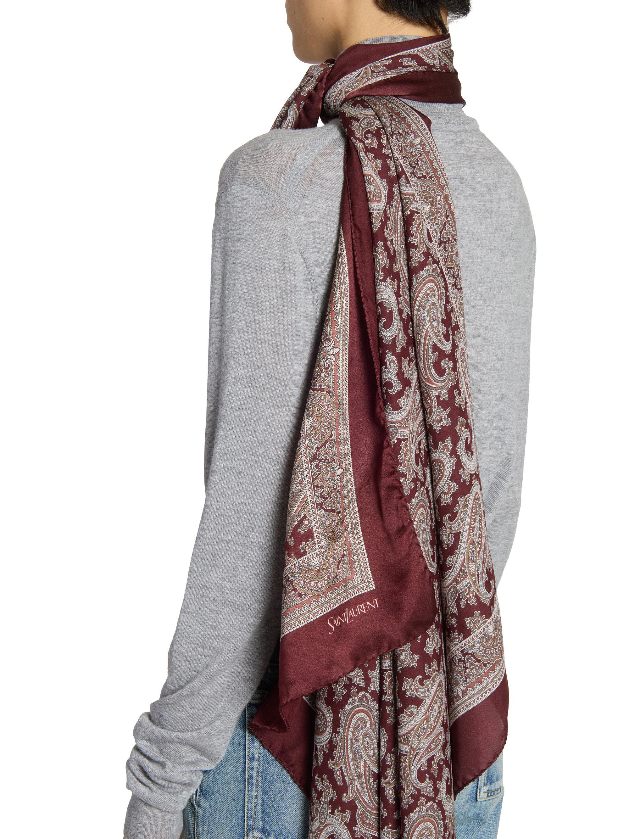 Saint Laurent Large Square Scarf in Paisley Silk Charmeuse | Saks Fifth ...