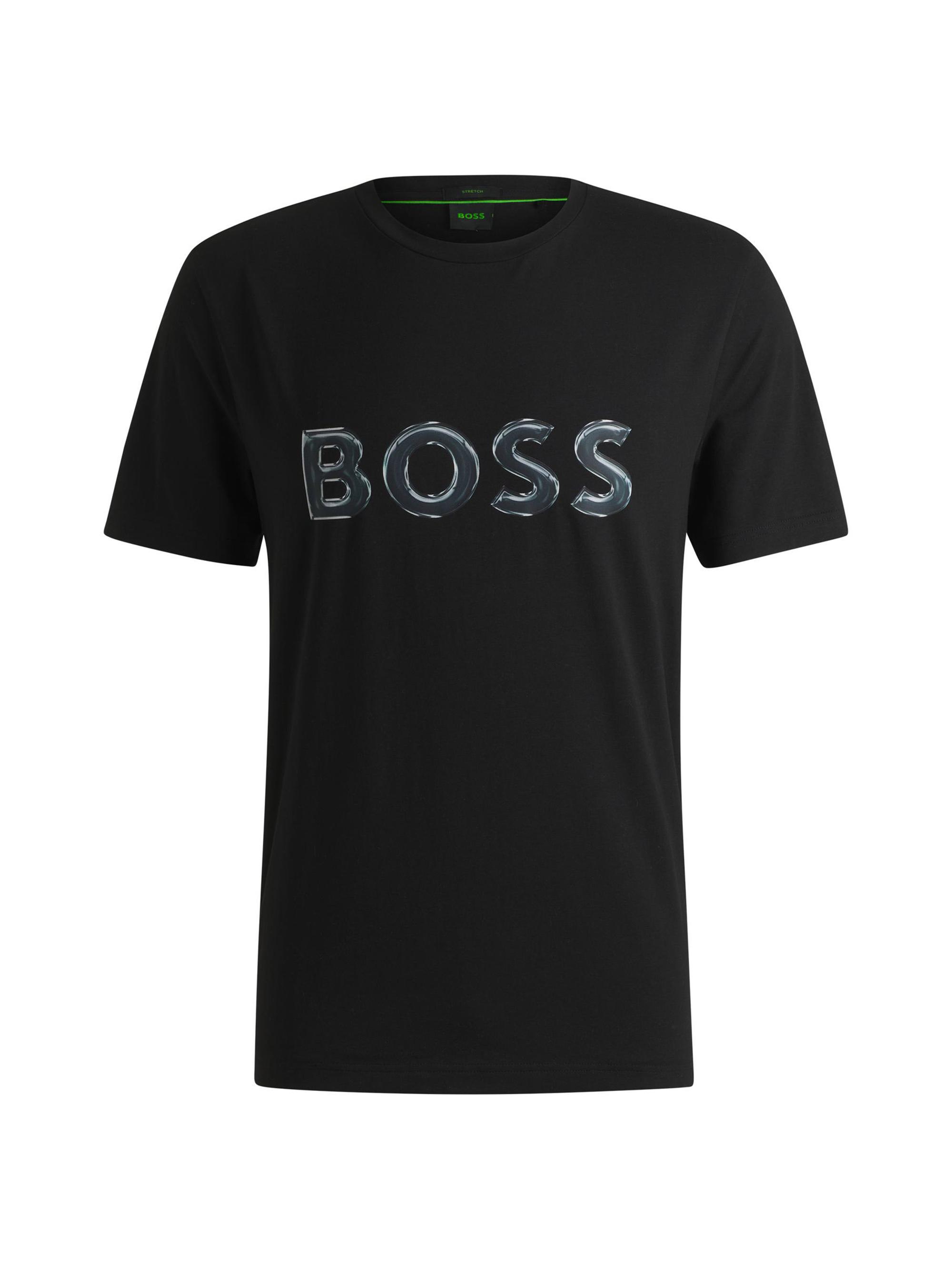 BOSS Men's Stretch-Cotton T-Shirt with Photo-Print Logo - White