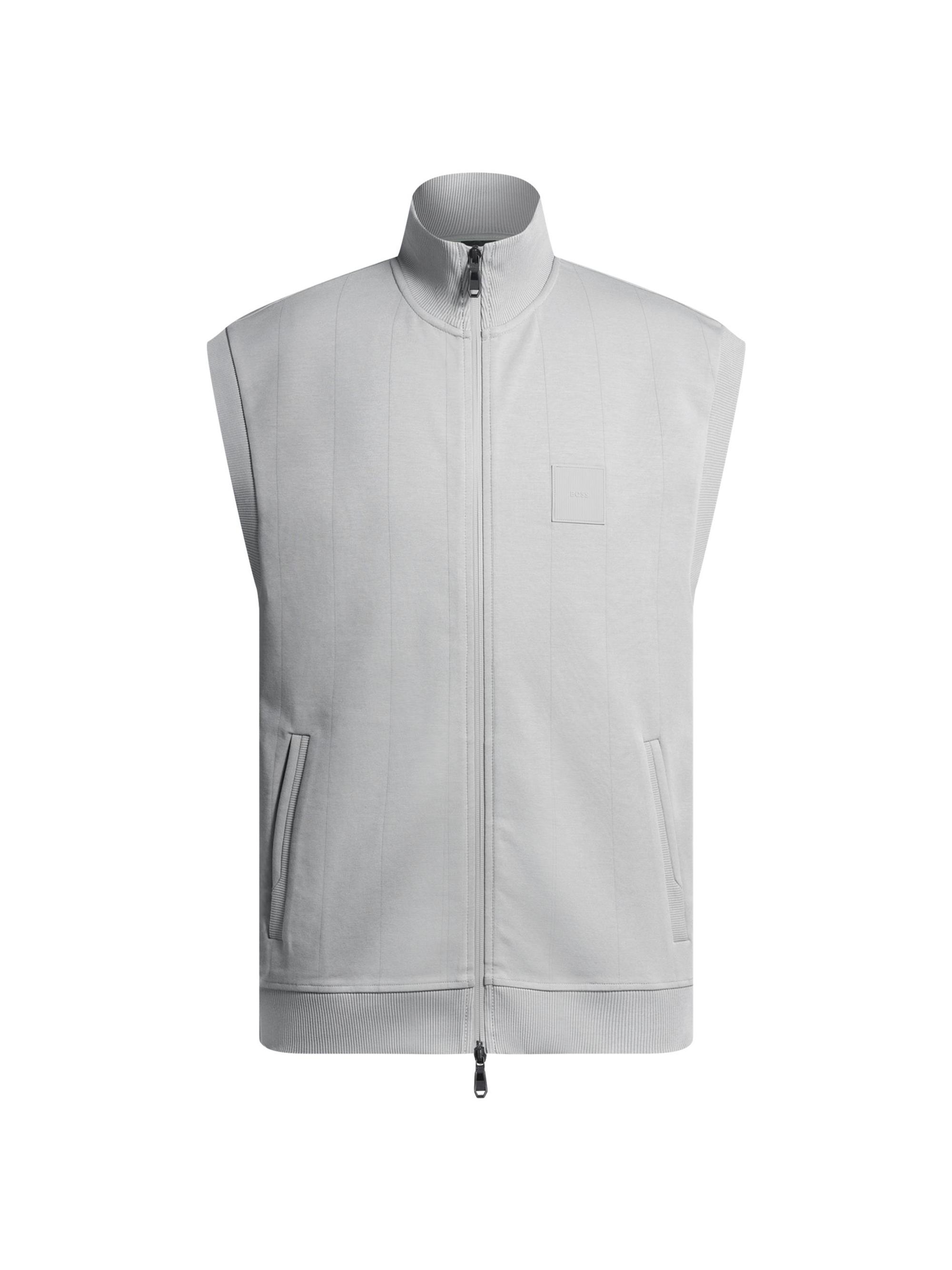 BOSS Men's Sleeveless Zip-Up Sweatshirt in Cotton - Grey