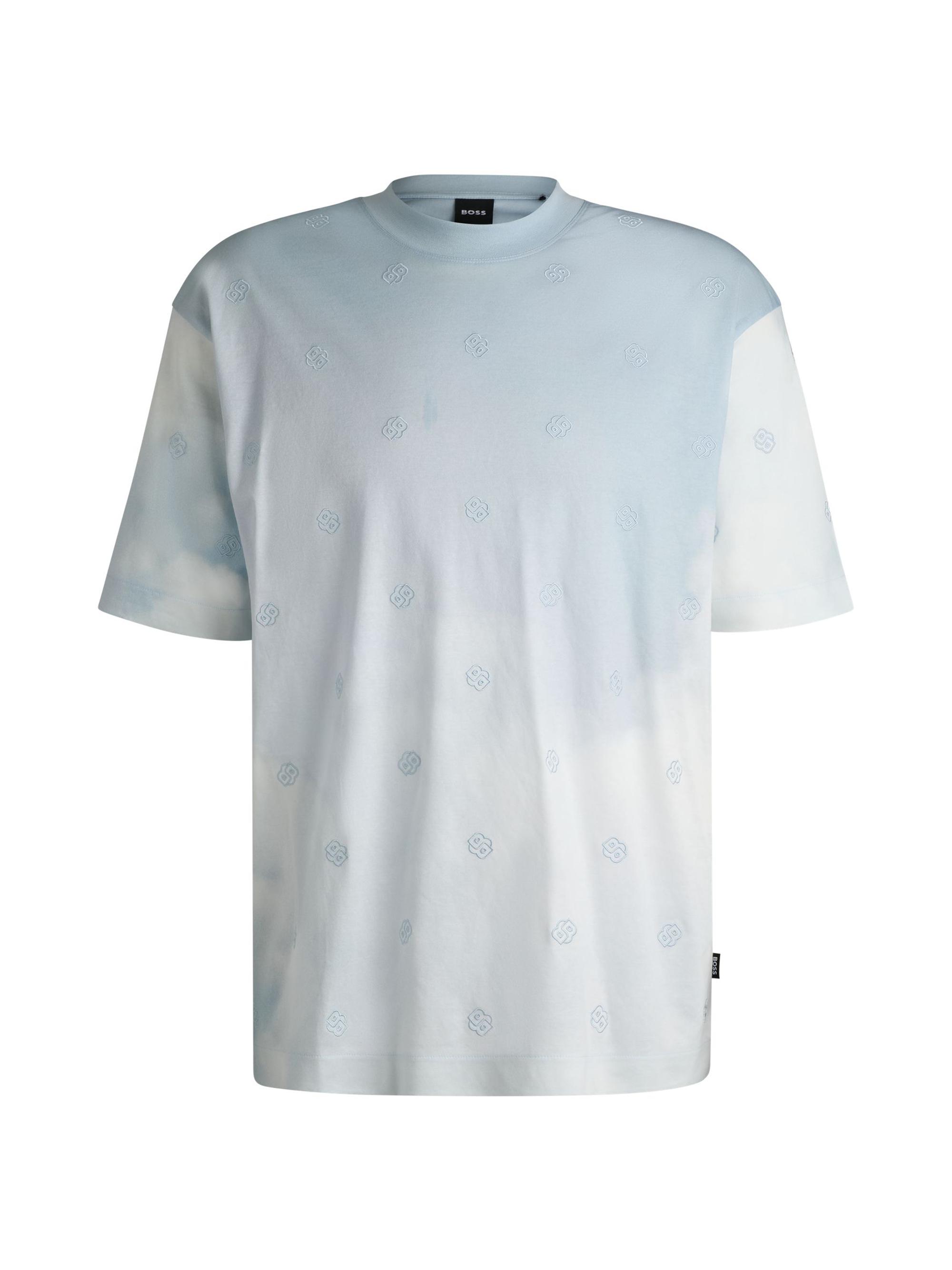 BOSS Men's Cloud-Artwork T-Shirt with Double B Monograms - Light Blue