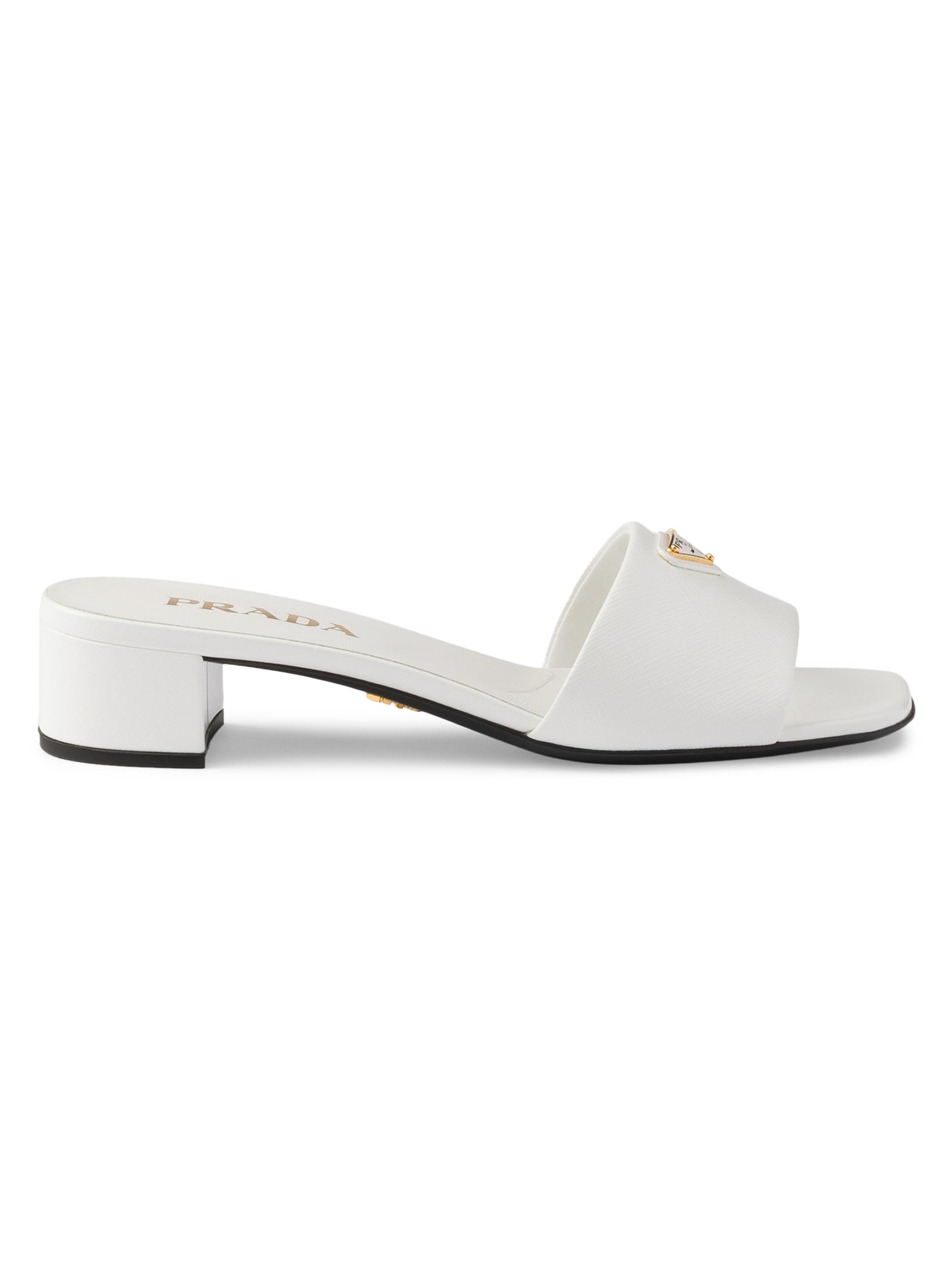 Prada Women's Saffiano Leather Sandals - White