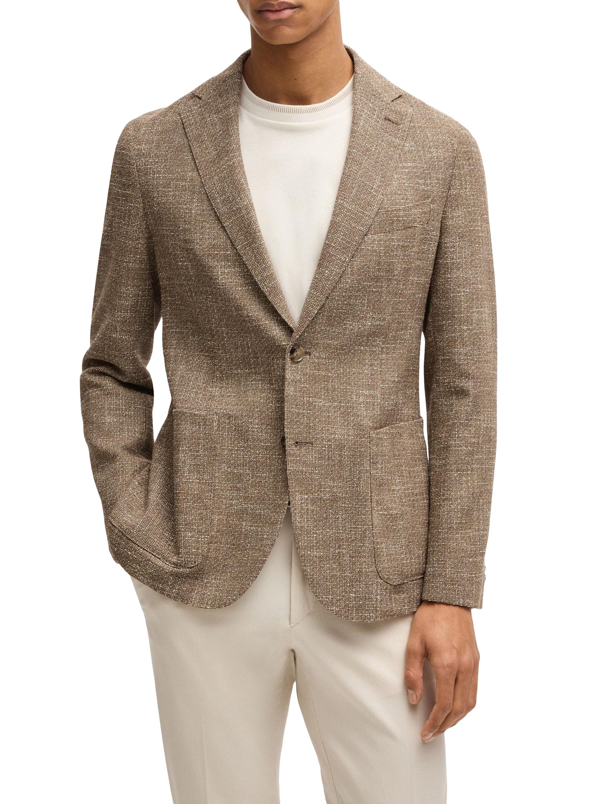 BOSS Men's Slim-Fit Blazer in Micro-Patterned Stretch Tweed - Orange