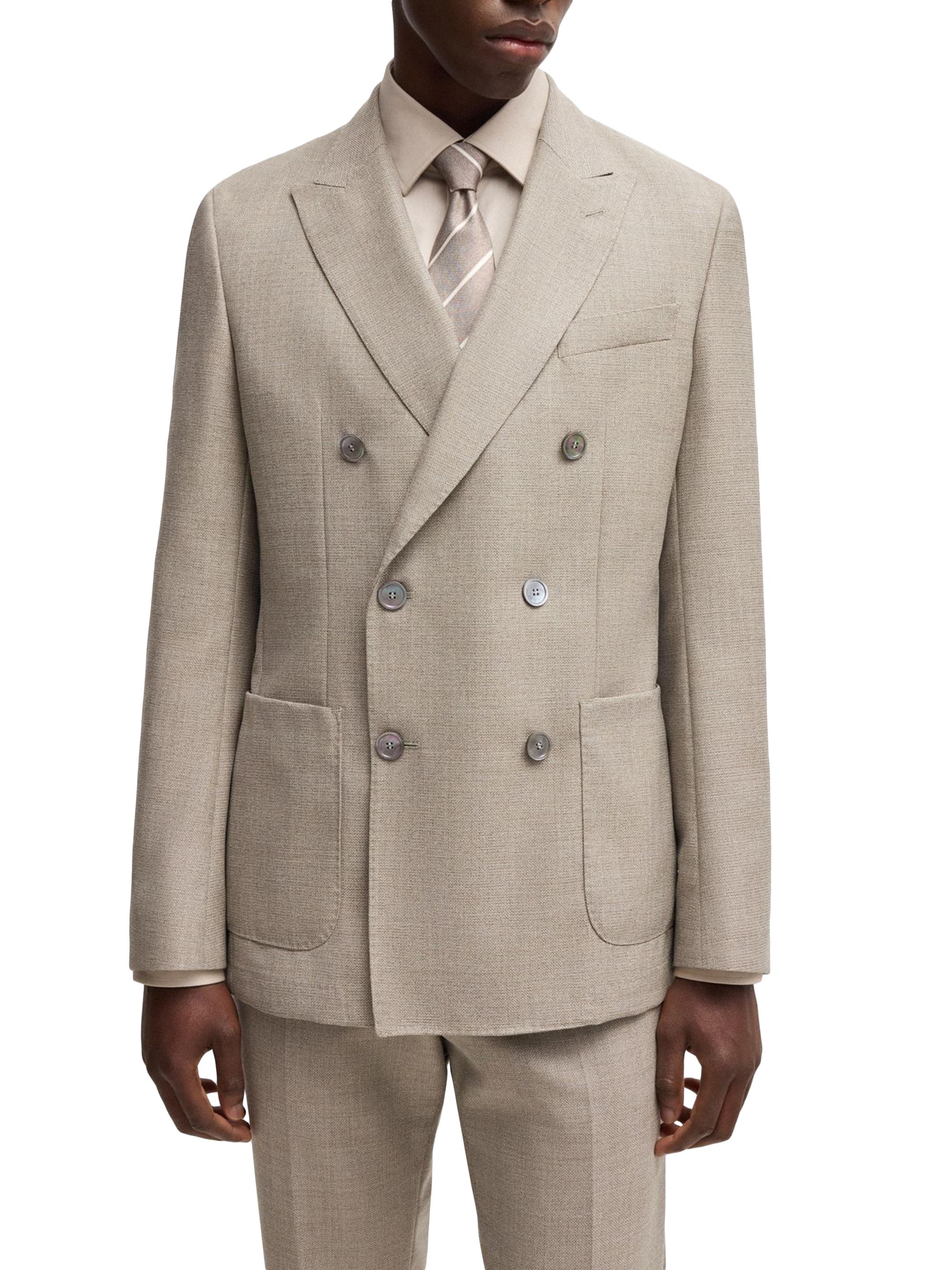 BOSS Men's Slim-Fit Blazer in Patterned Virgin Wool - Dark Blue