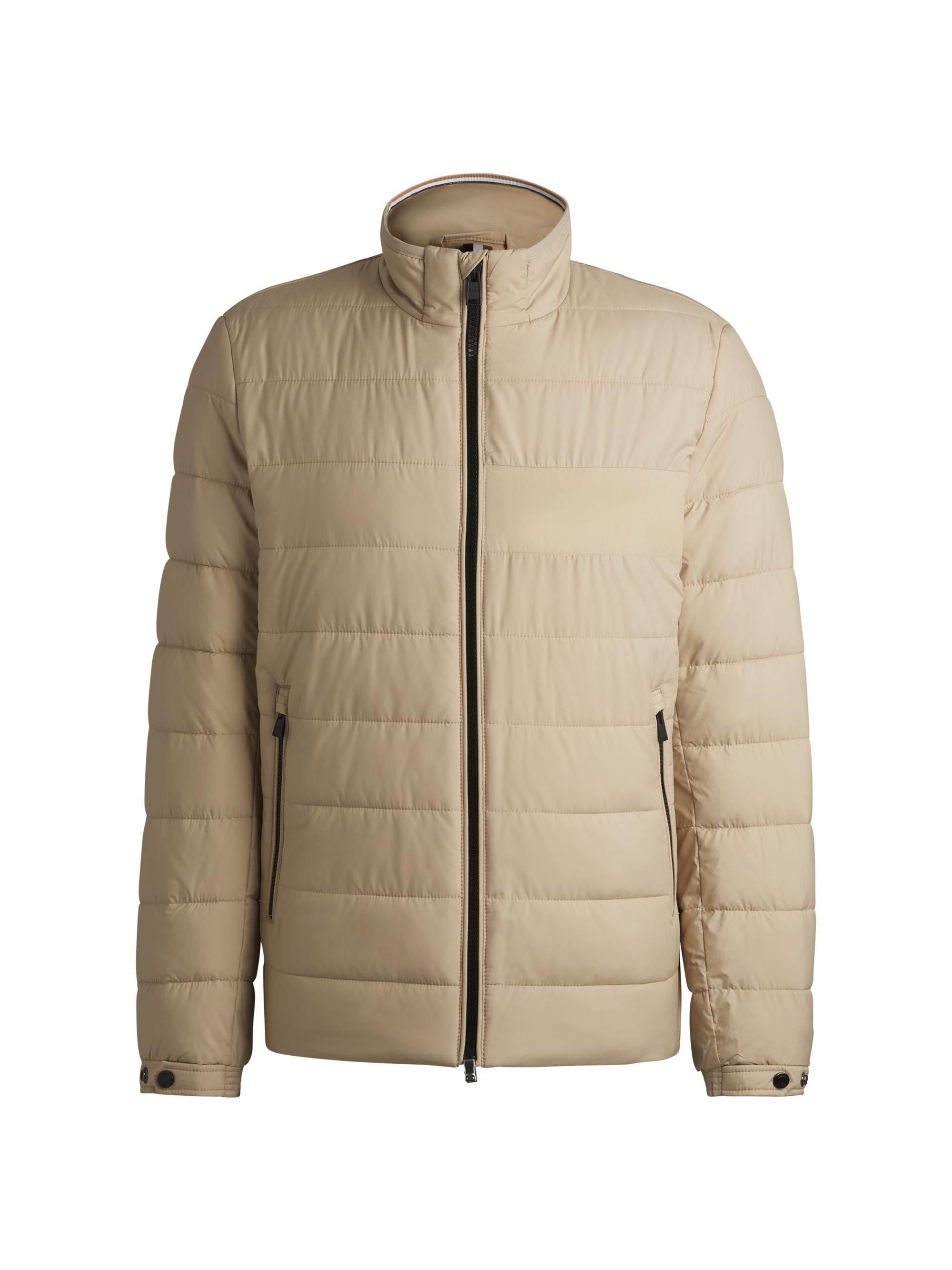 BOSS Men's Water Repellent Regular Fit Jacket with Logo Detail - Light Beige