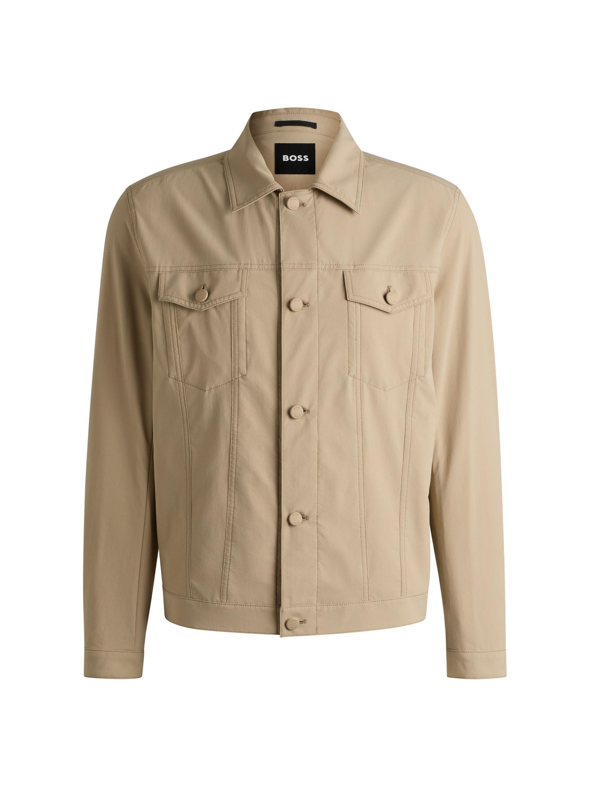 BOSS Men's Relaxed-Fit Overshirt in Washable Stretch Fabric - Light Beige