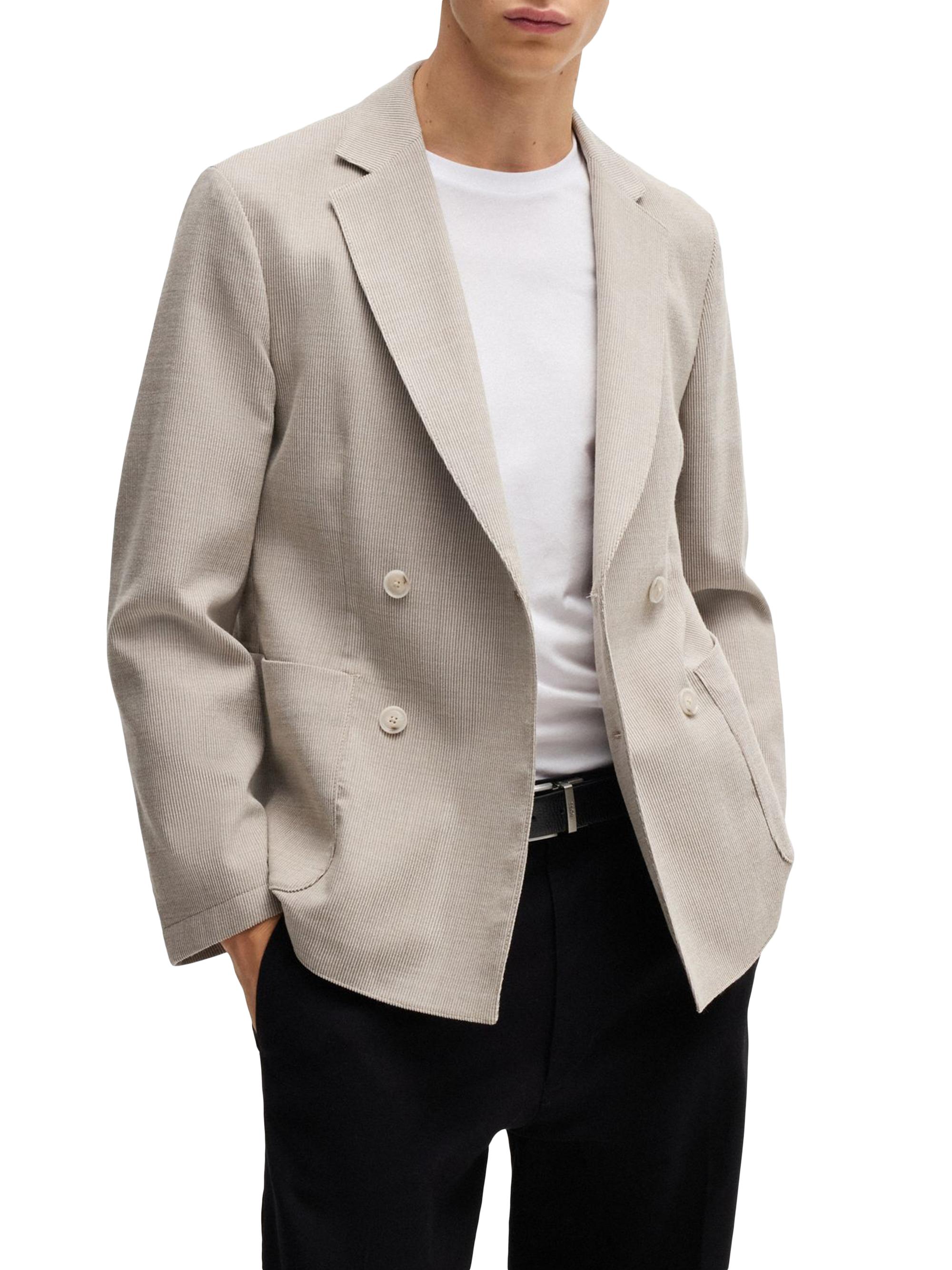 BOSS Men's Slim-Fit Blazer in Patterned Wool - Light Beige