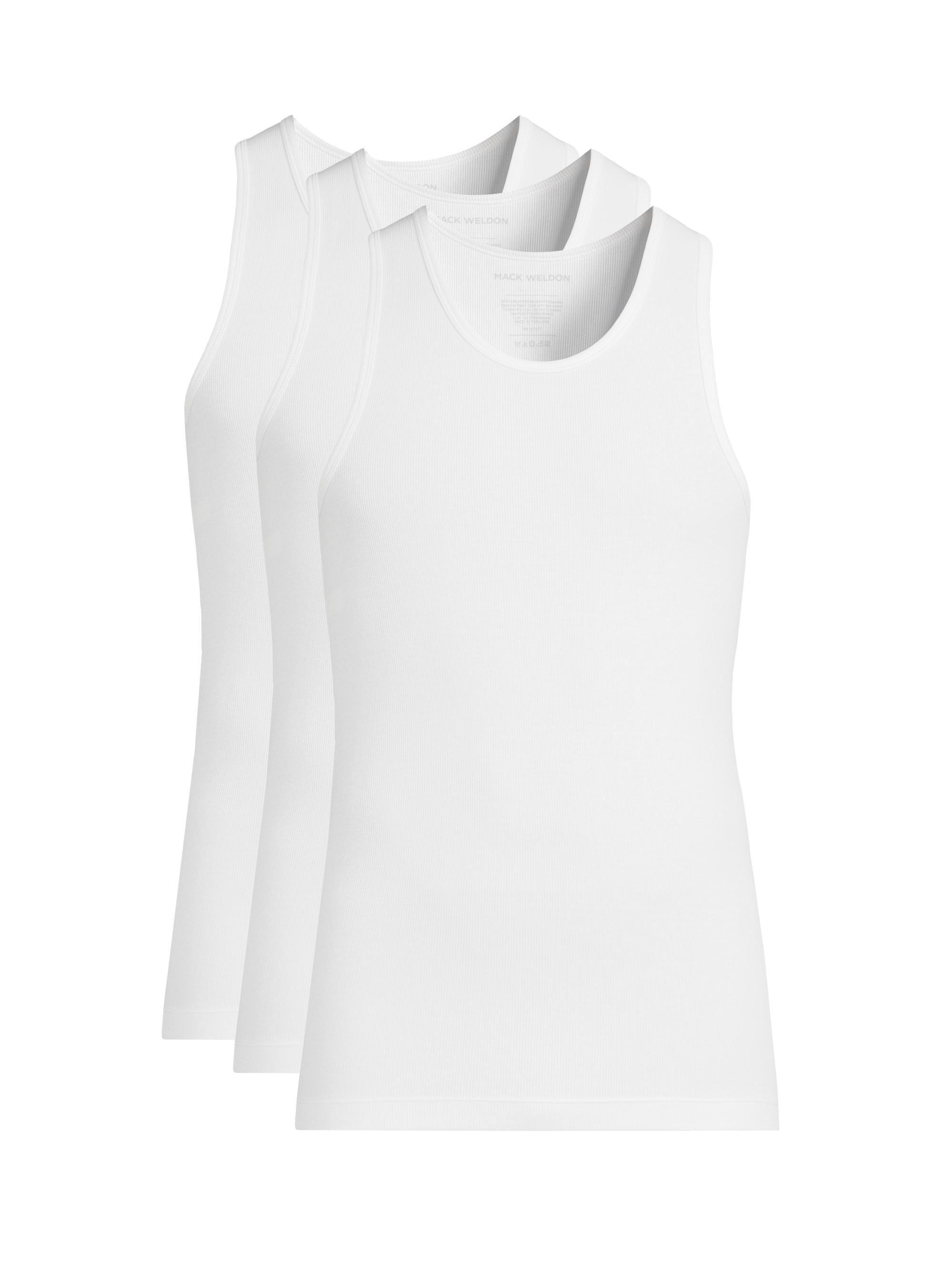 Mack Weldon Men's 3-Pack Ribbed Jersey Slim-Fit Tank Set - Bright White - Women's Clothing