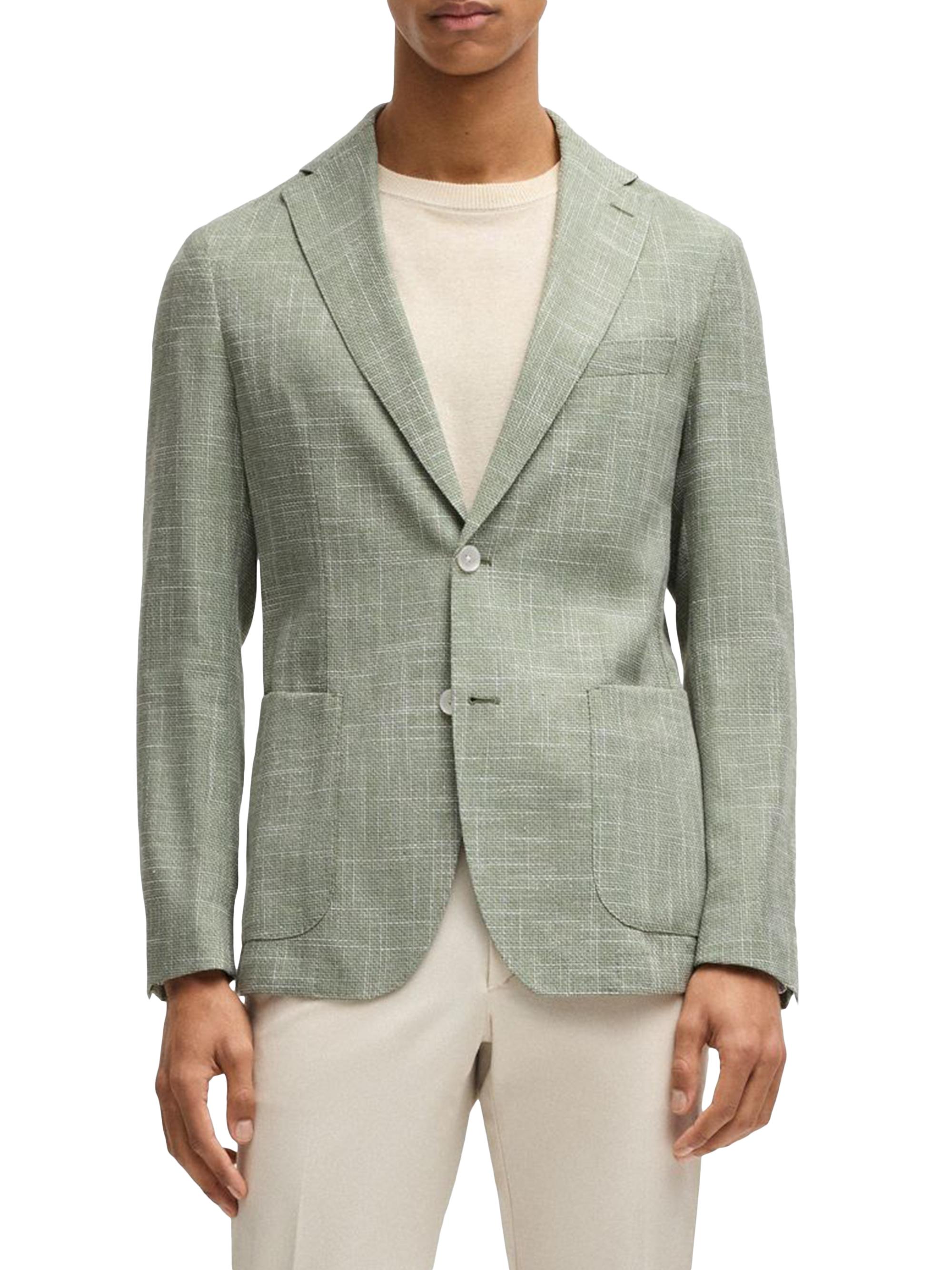BOSS Men's Slim-Fit Blazer in Micro-Patterned Fabric - Light Blue