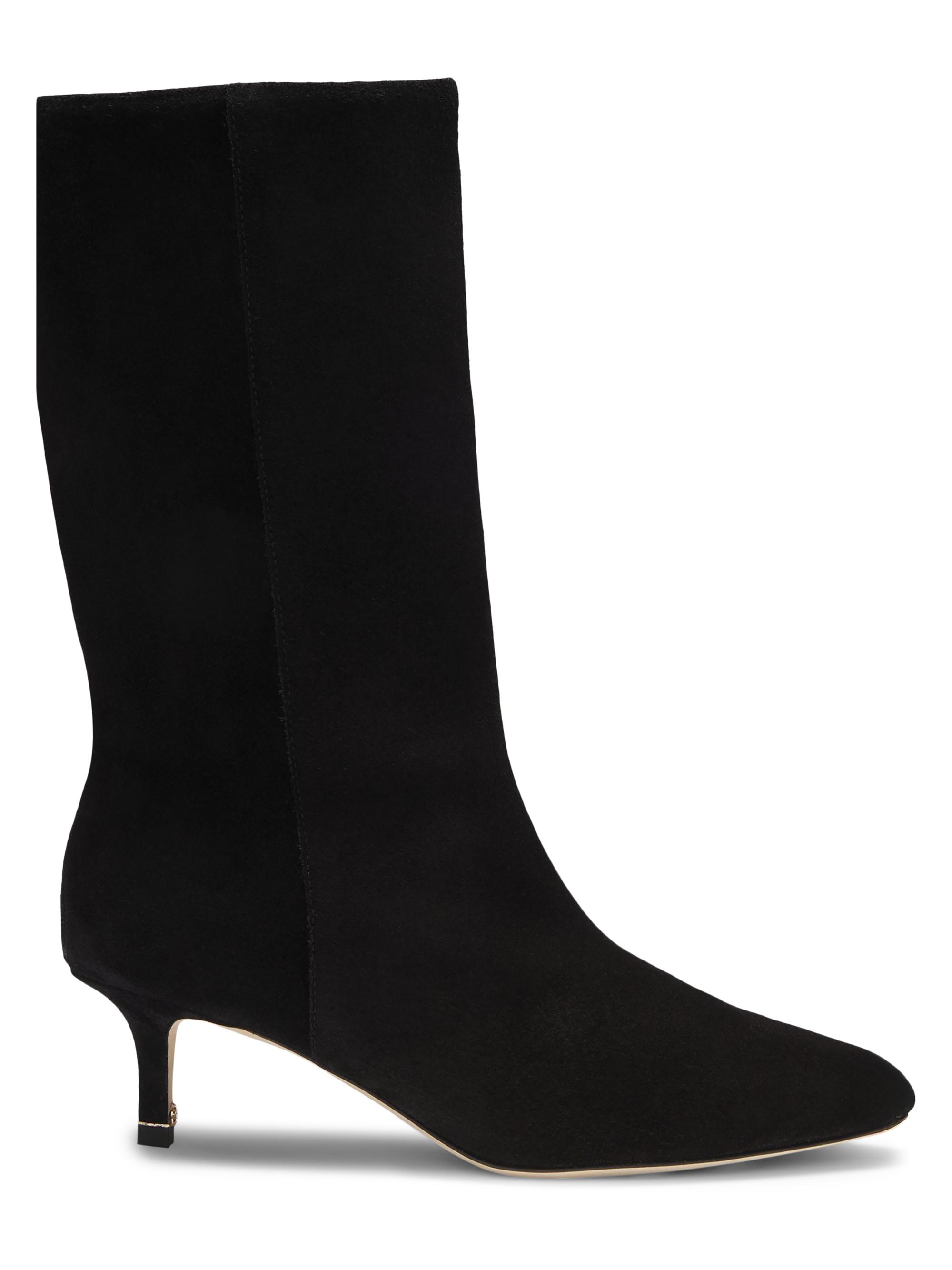 BOSS Women's Suede Boots with Double B Monogram - Black