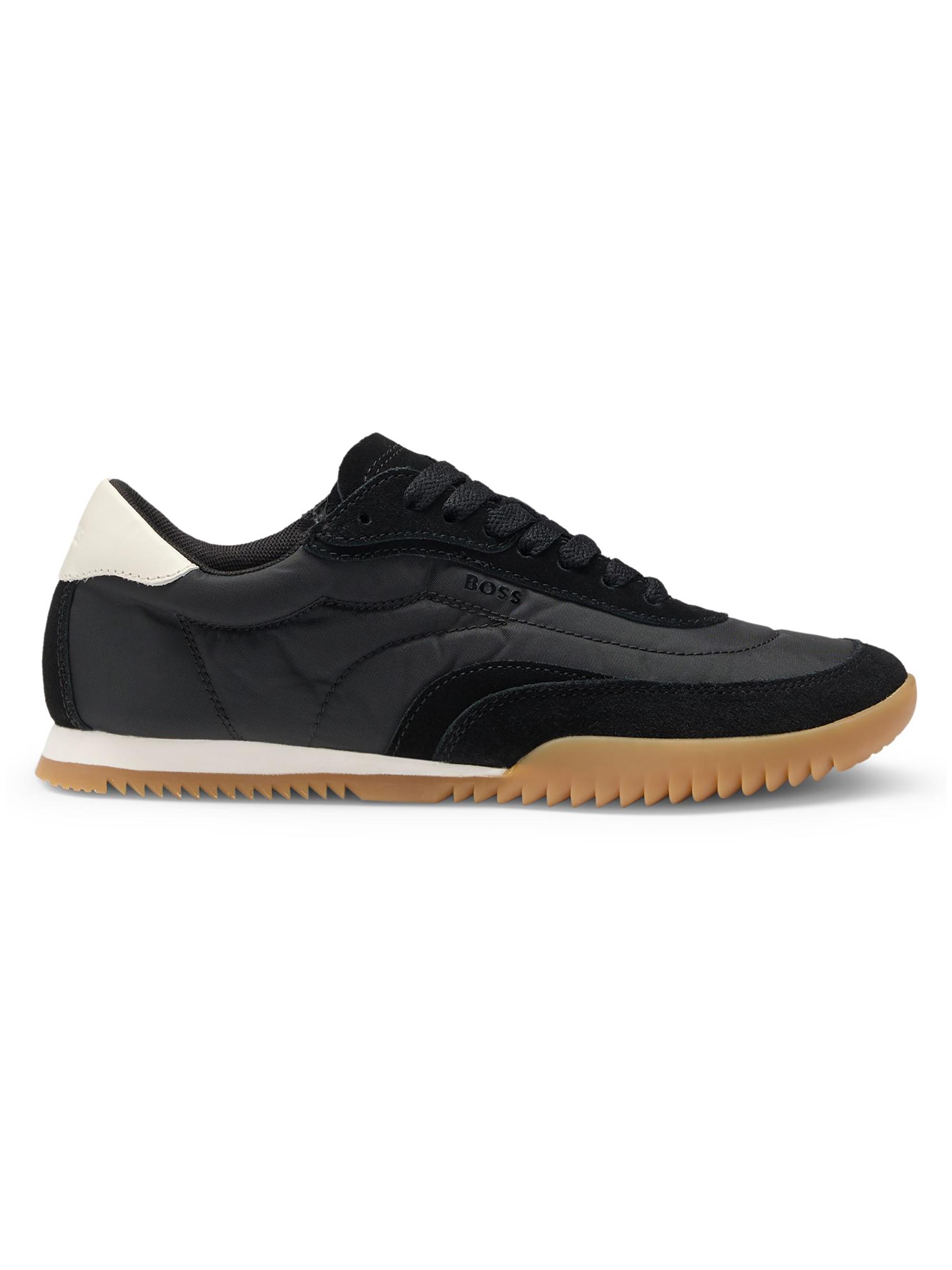 BOSS Women's Low-Top Trainer Sneakers in Fabric and Suede - Black