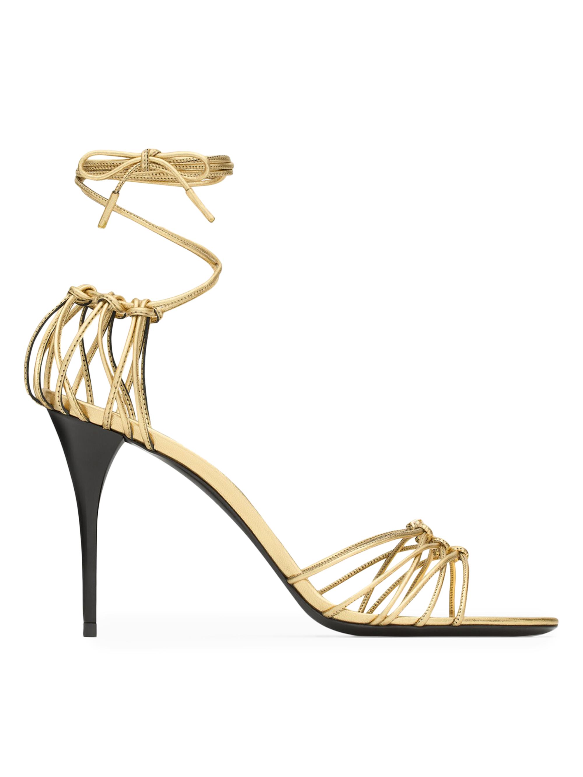 Saint Laurent Women's Babylone Sandals in Metallic Leather - Or
