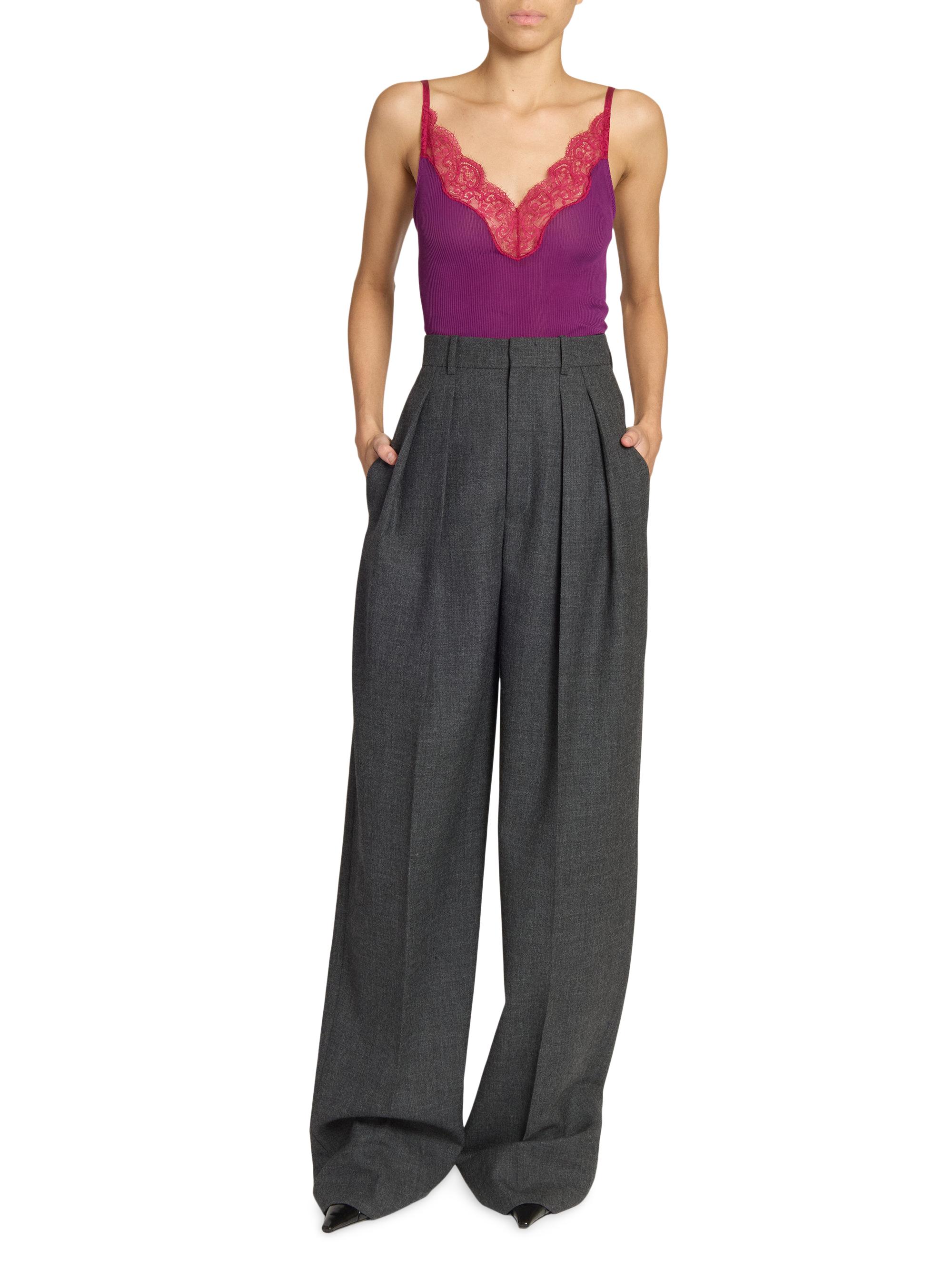 Lace Tank Top in Ribbed Silk Jersey