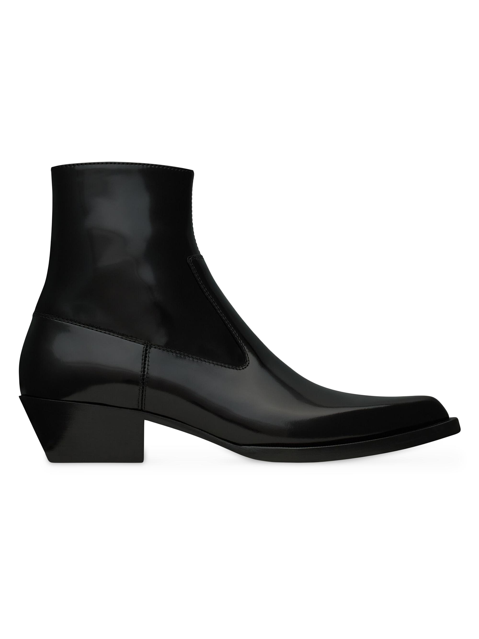 Saint Laurent Women's Beat Booties in Glazed Leather - Black