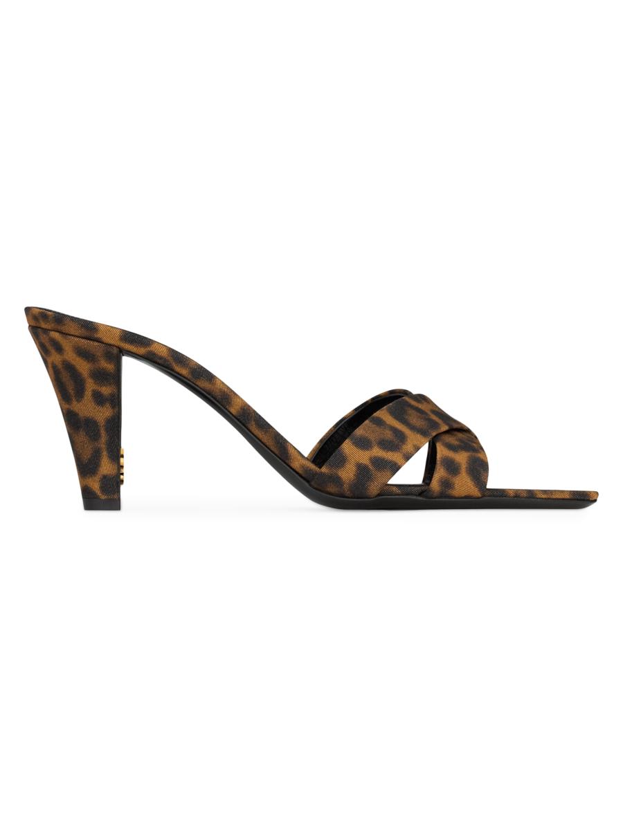 サンダル・ミュール SAINT LAURENT MULE JILL IN GROS-GRAIN LEOPARD PRINT Saint Laurent MULE JILL Gros-Grain Leopard Print Shoe – LOZURI®