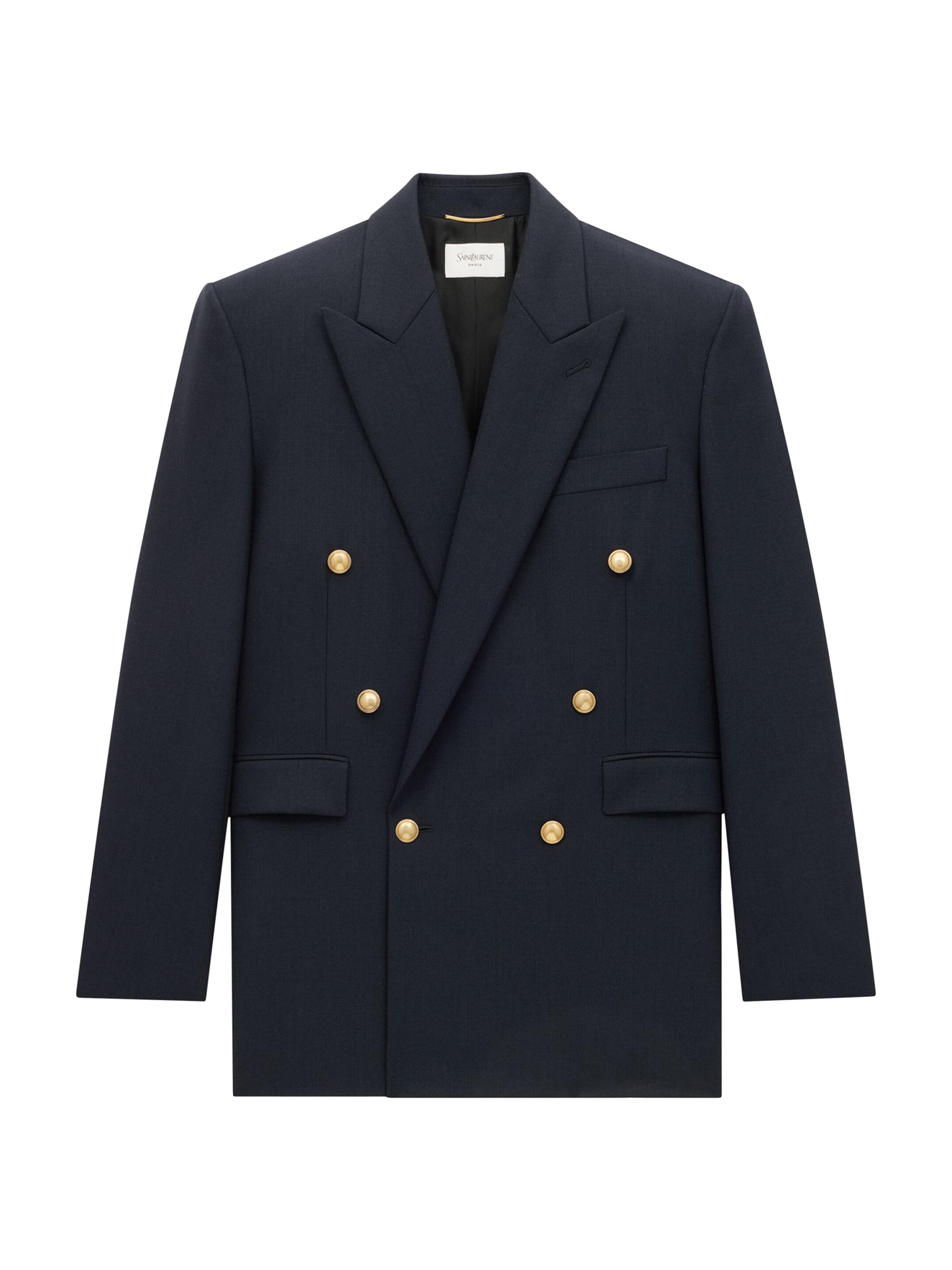 Saint Laurent Cropped Tuxedo Blazer in Grain De Poudre | Saks