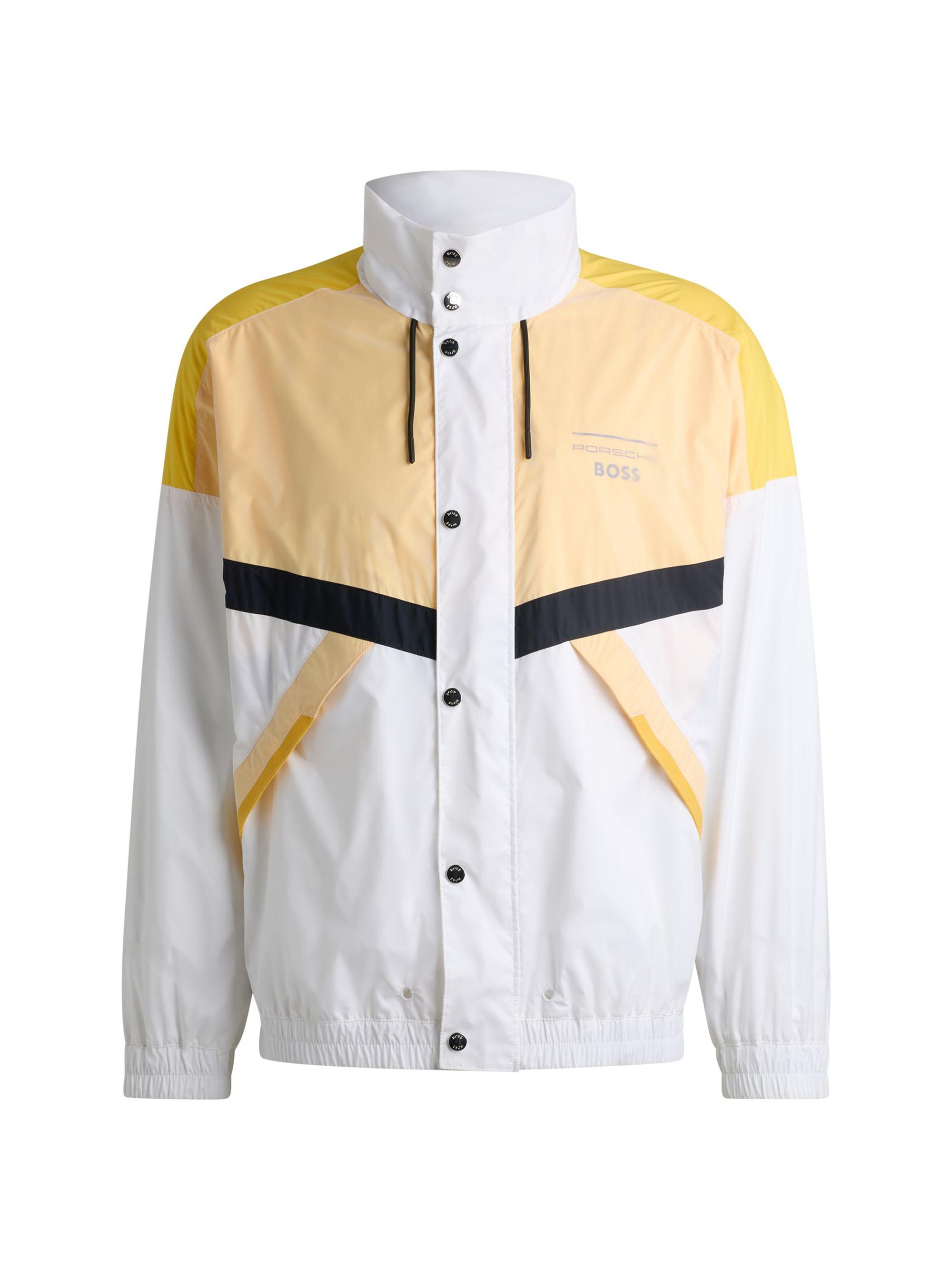 BOSS Men's Porsche x Boss Water-Repellent Jacket with Color-Blocking - Yellow