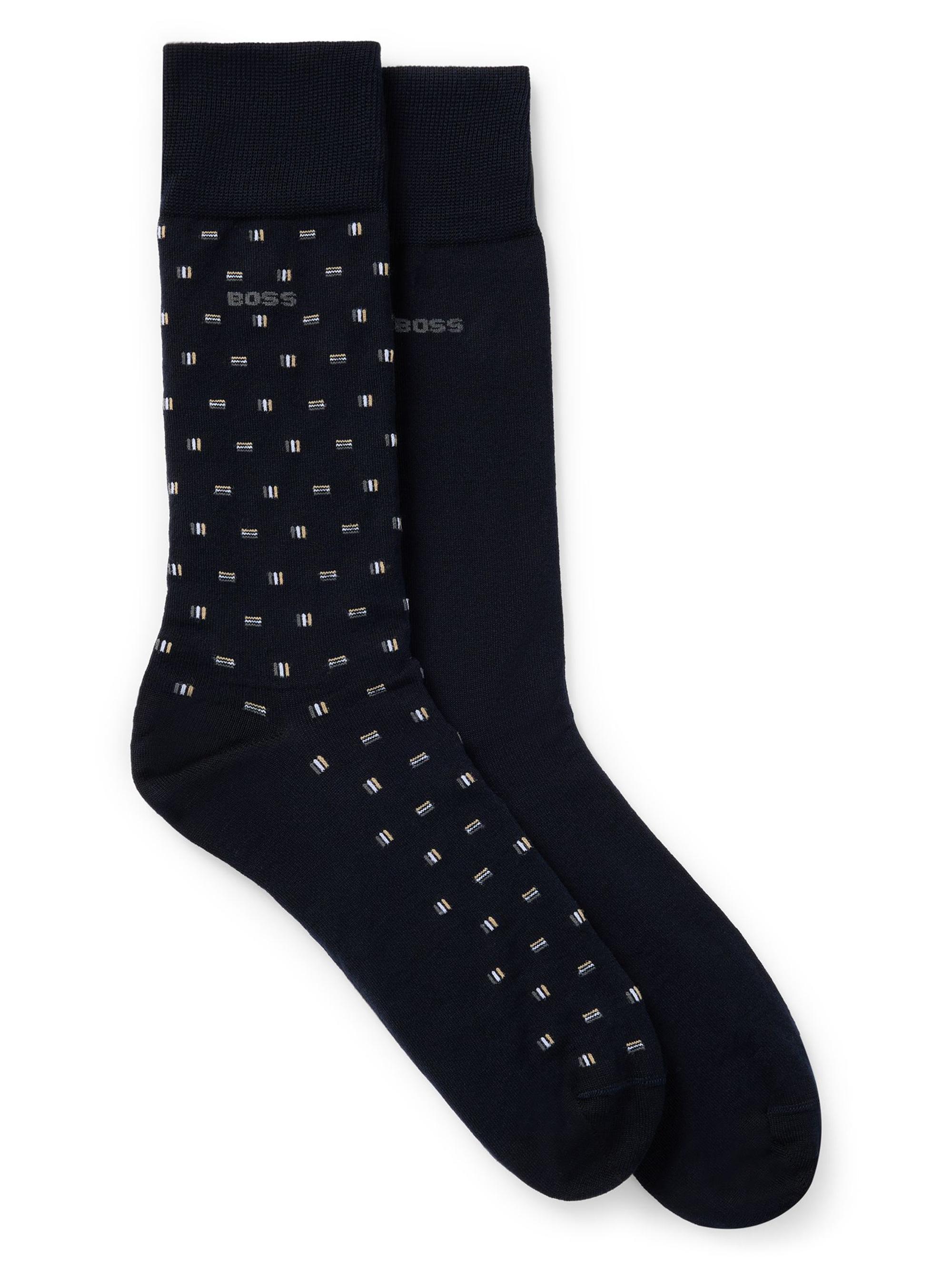 BOSS Men's Two-Pack of Regular-Length Socks in Cotton - Blue