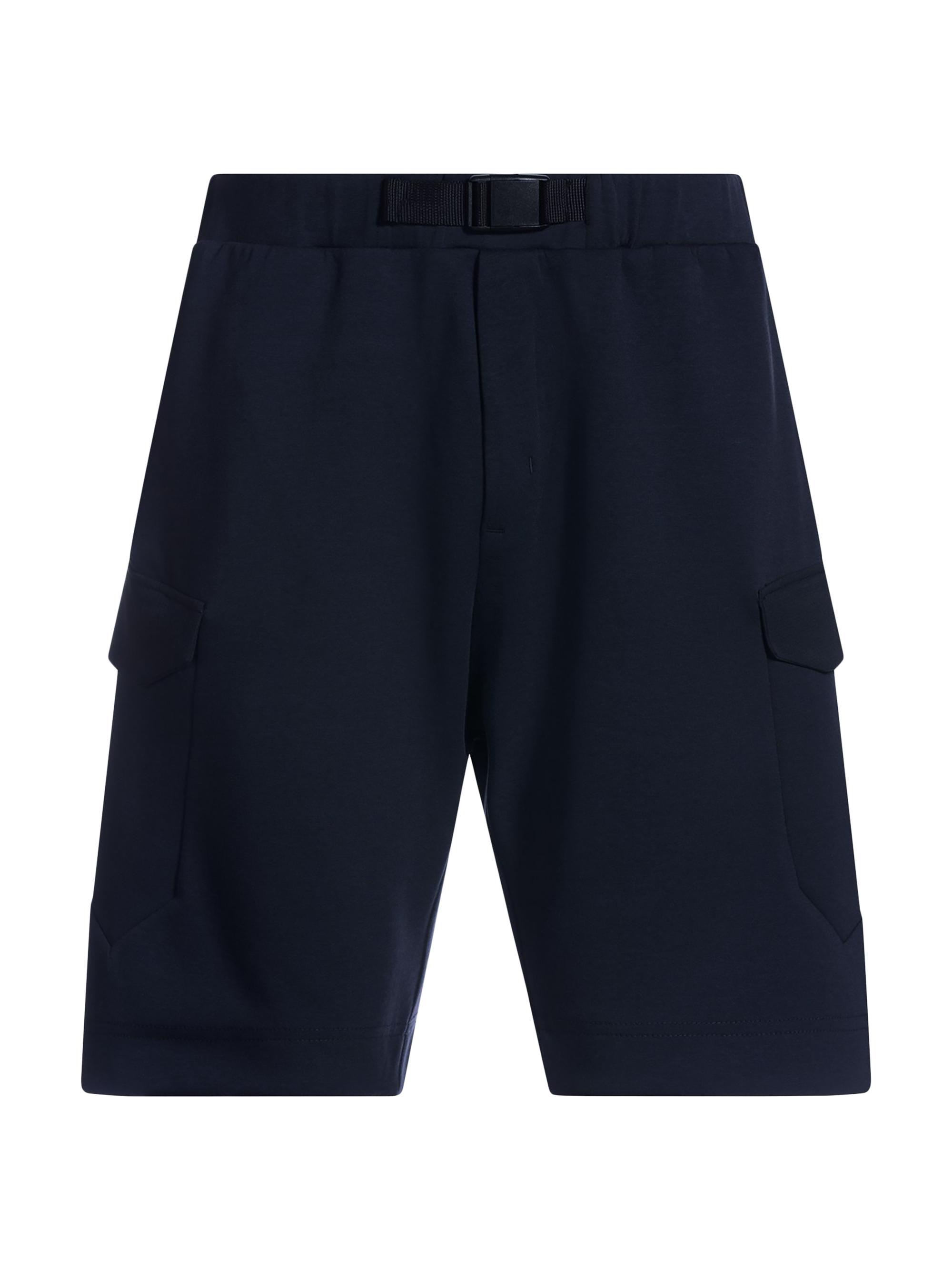 BOSS Men's Super-Stretch Shorts with Hopsack Paneling - Dark Blue
