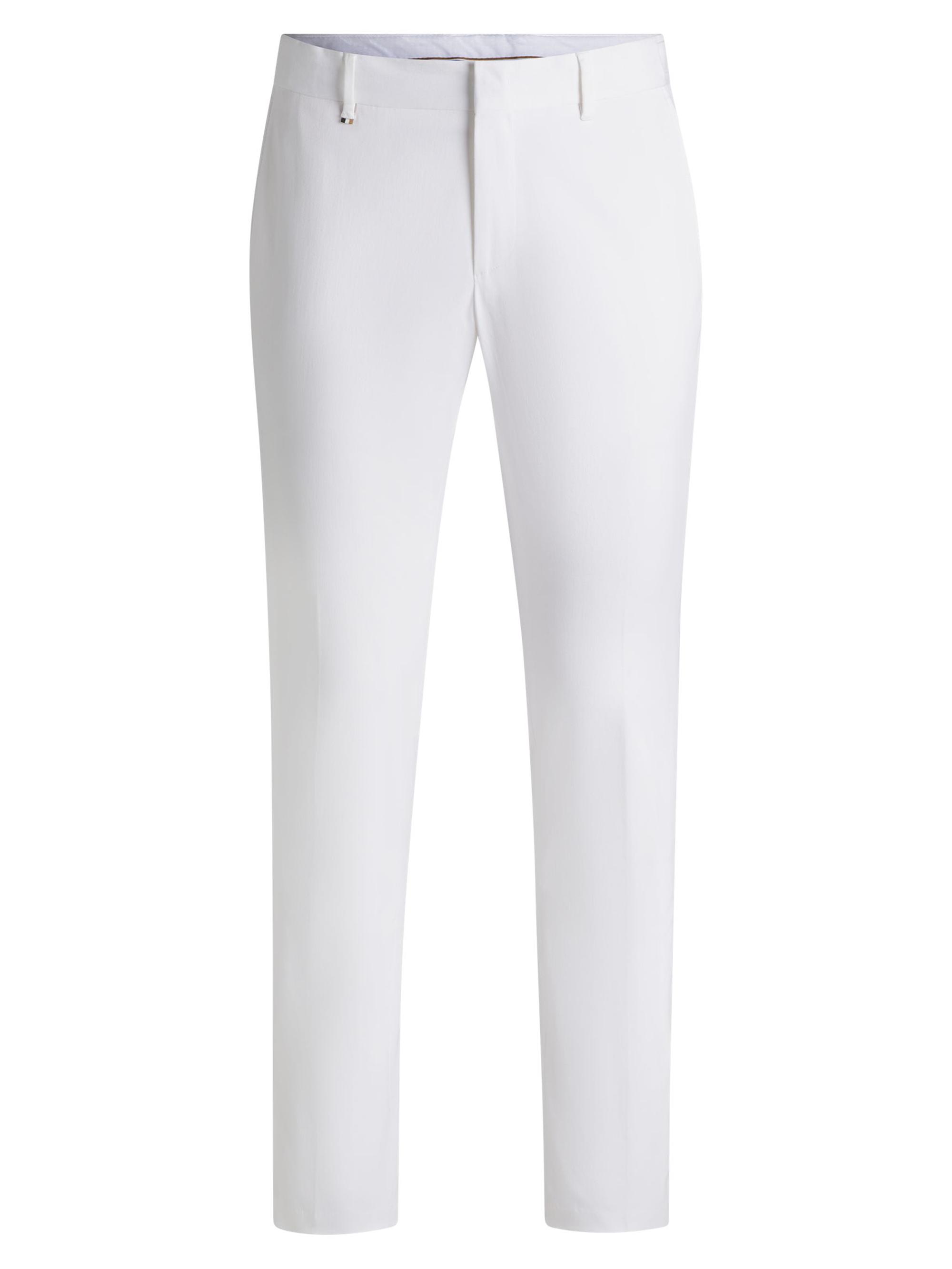 BOSS Men's Formal Trousers in Comfort-Stretch Cotton - White