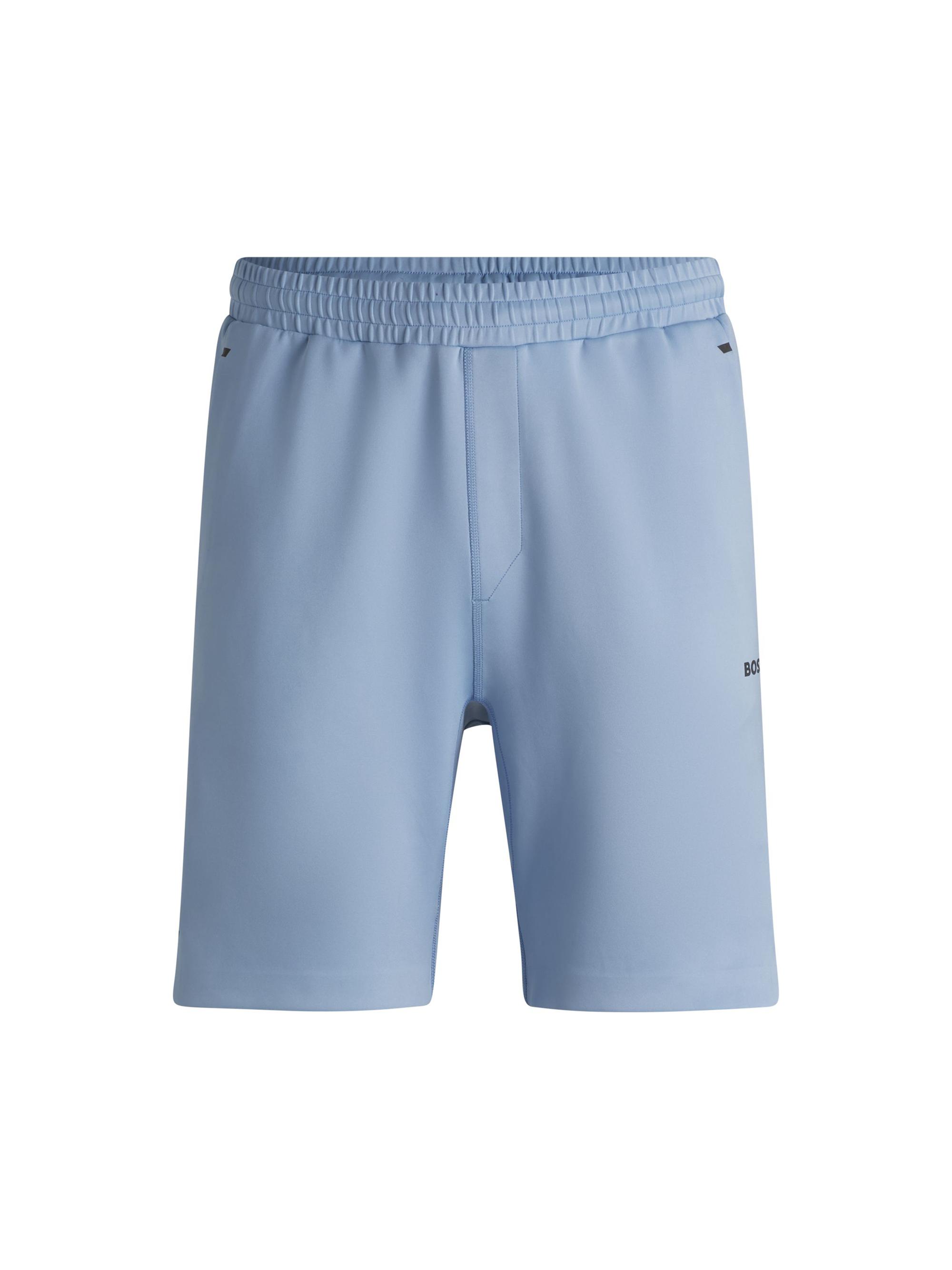 BOSS Men's Active Stretch Shorts with Decorative Reflective Details - Blue