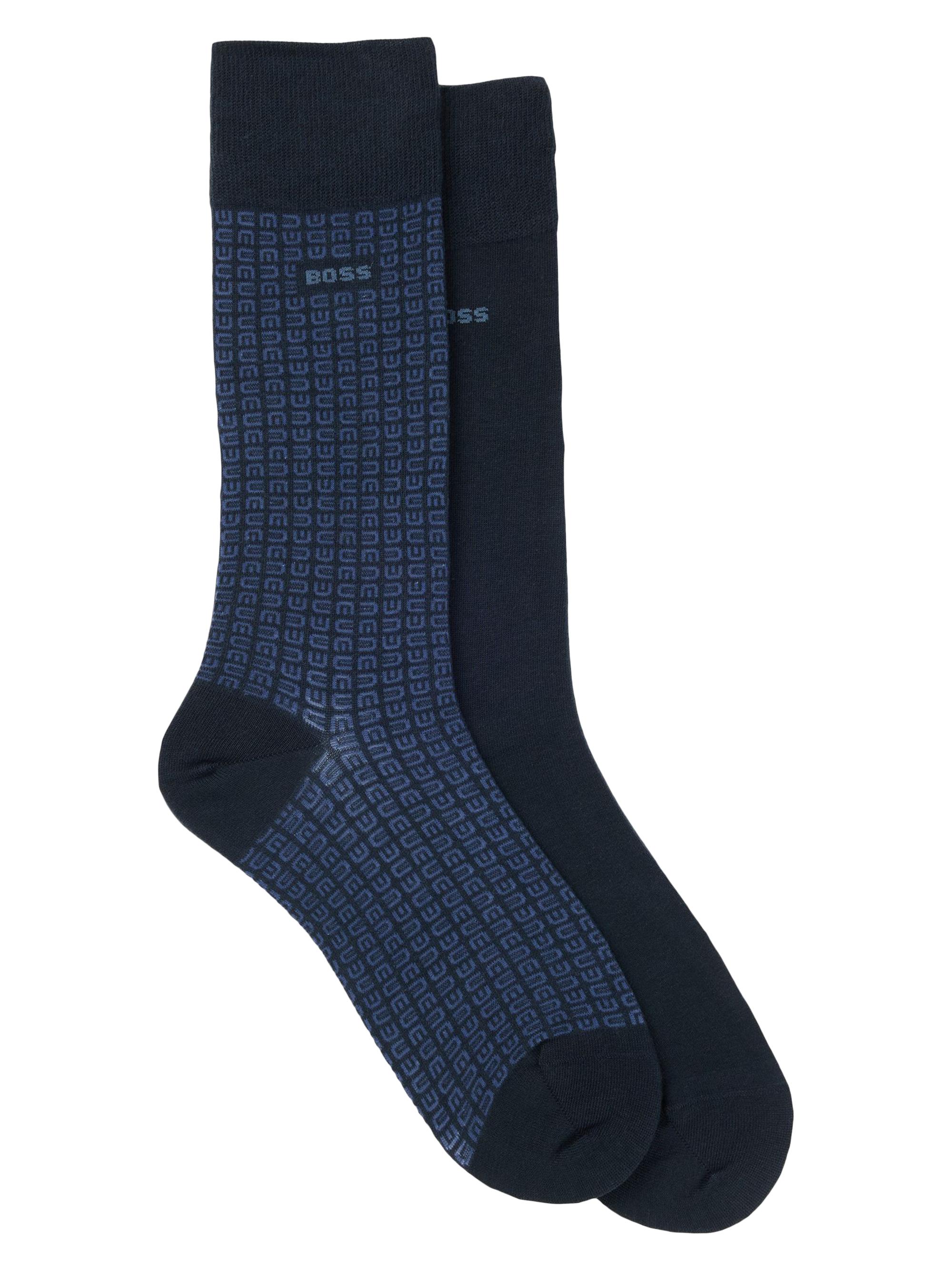BOSS Men's Two-Pack of Regular-Length Socks - Blue