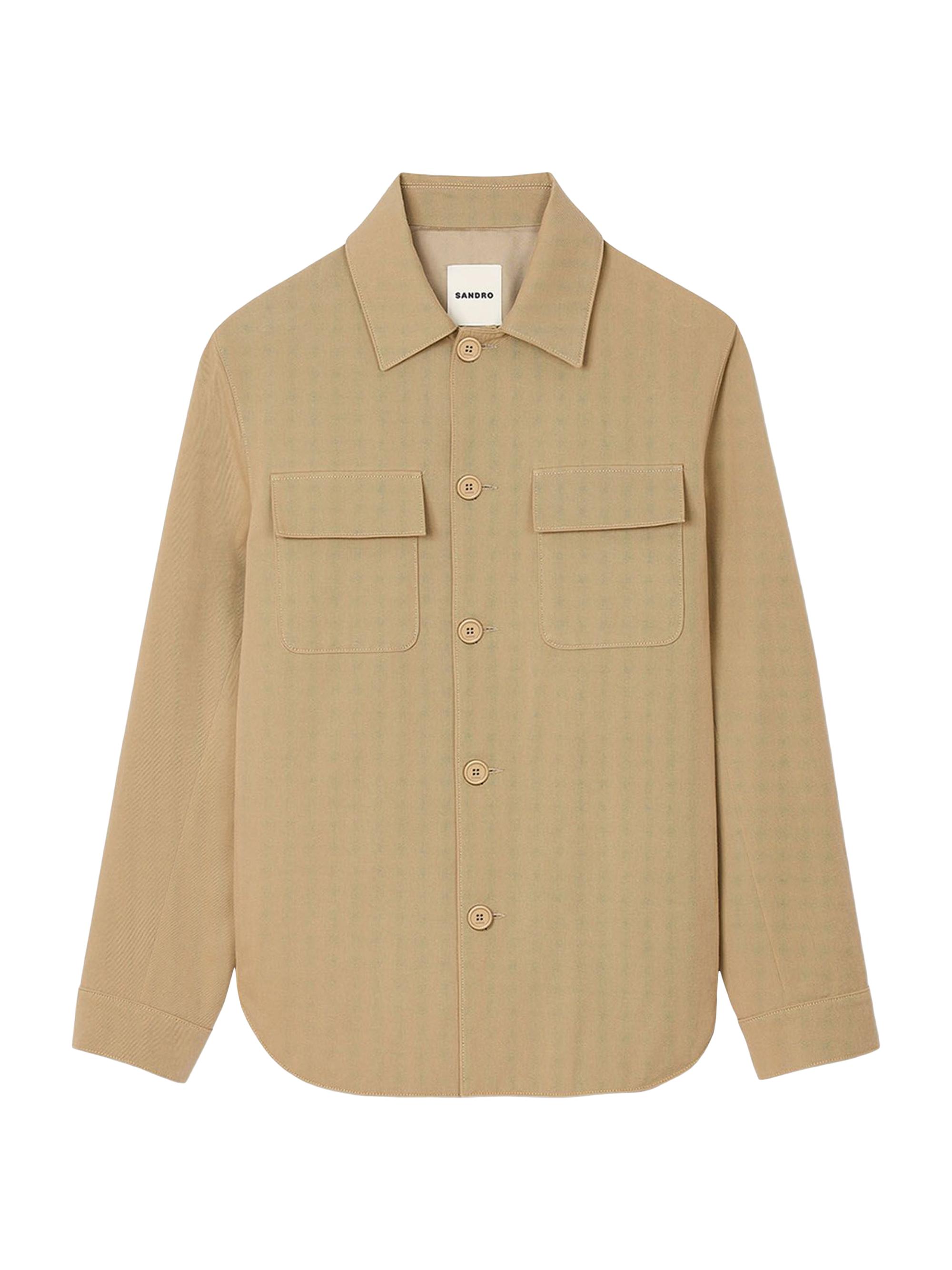 Sandro Men's Oversized Shirt with Pockets - Sand