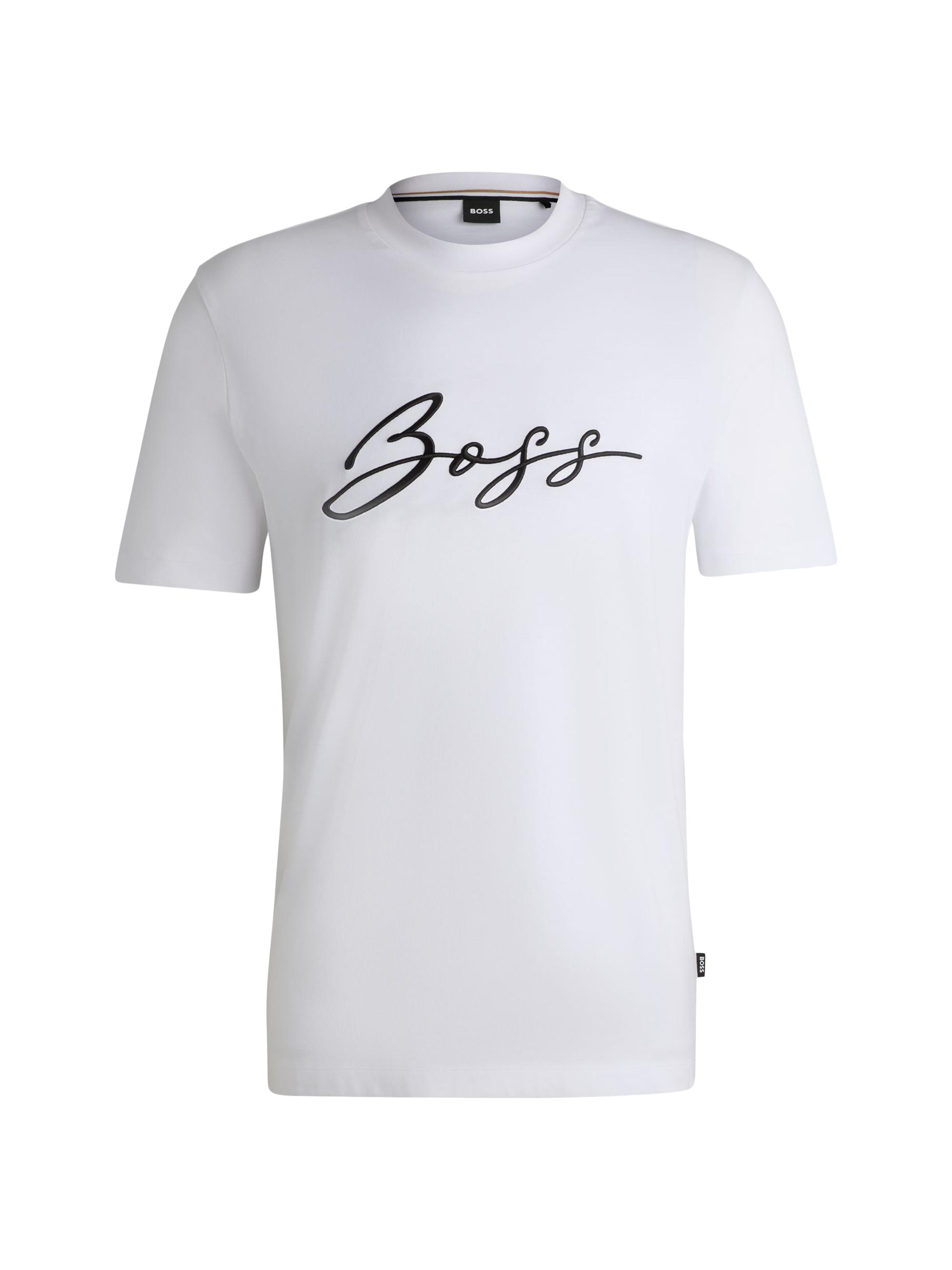 BOSS Men's Cotton-Jersey Regular-Fit T-Shirt with Script Logo - Black