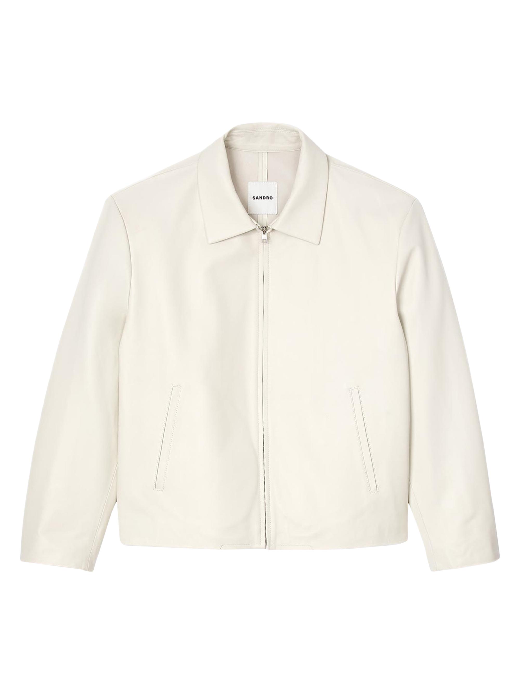 Sandro Men's Leather Jacket - Aluminum